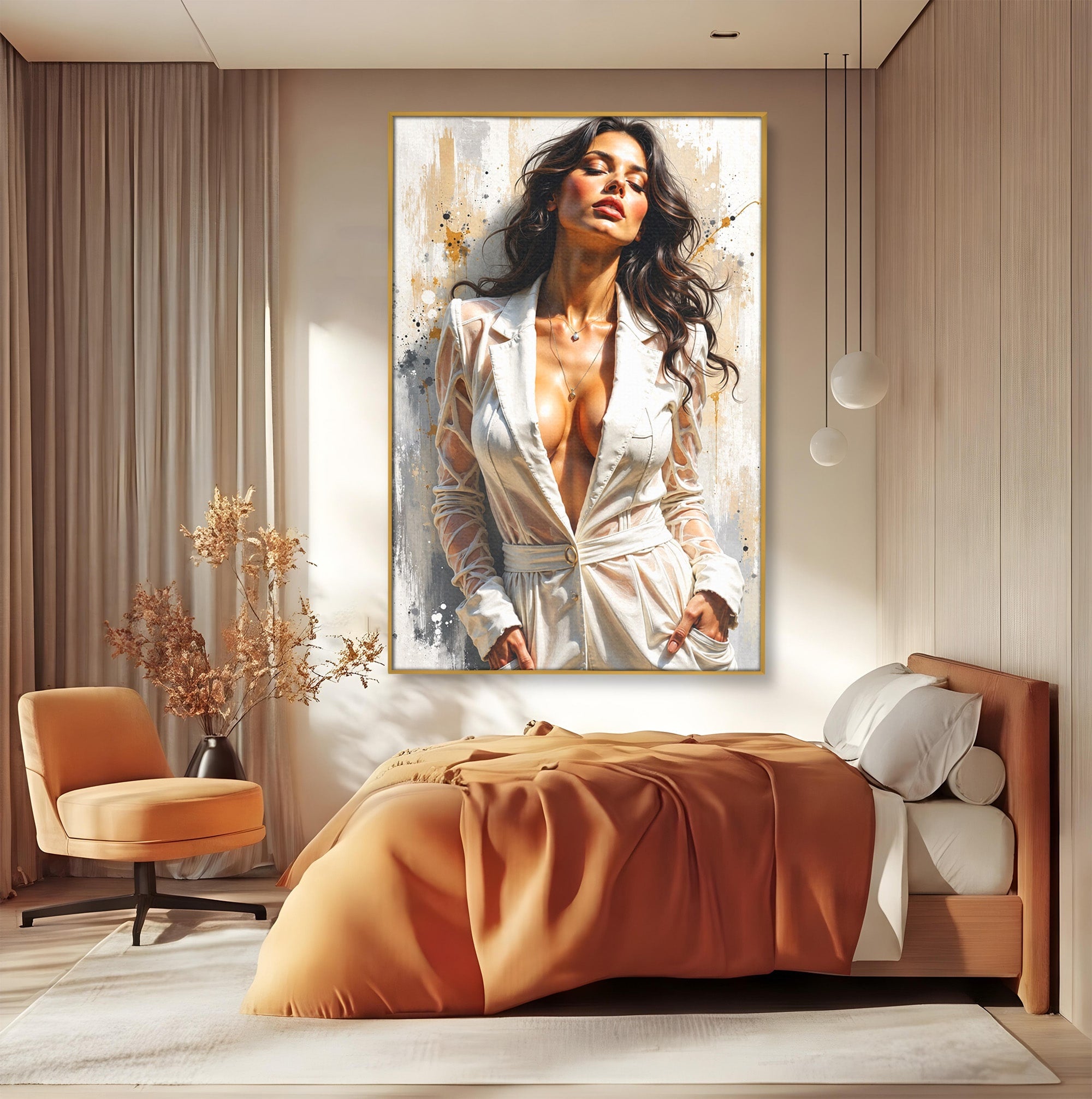 Tablou Canvas Premium LuxCanva® G1278, Eleganta Feminină, Portret, Femeie, Eleganta, Stil Modern, Dormitor, Culori Vibrante