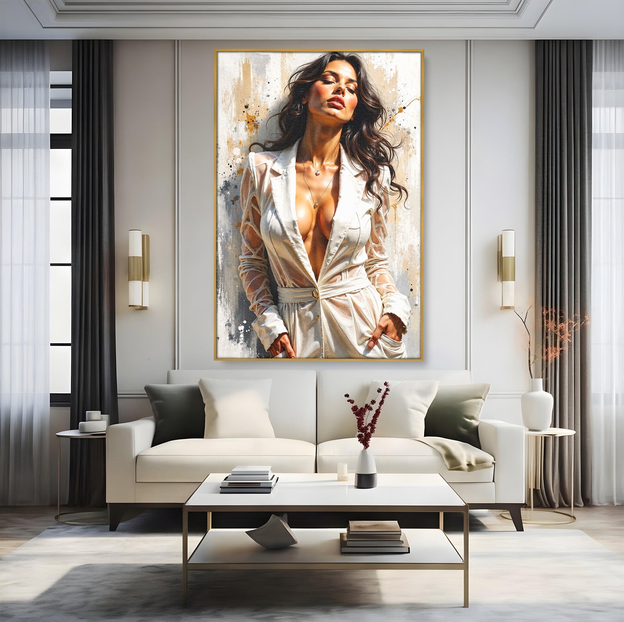 Tablou Canvas Premium LuxCanva® G1278, Eleganta Feminină, Portret, Femeie, Eleganta, Stil Modern, Dormitor, Culori Vibrante