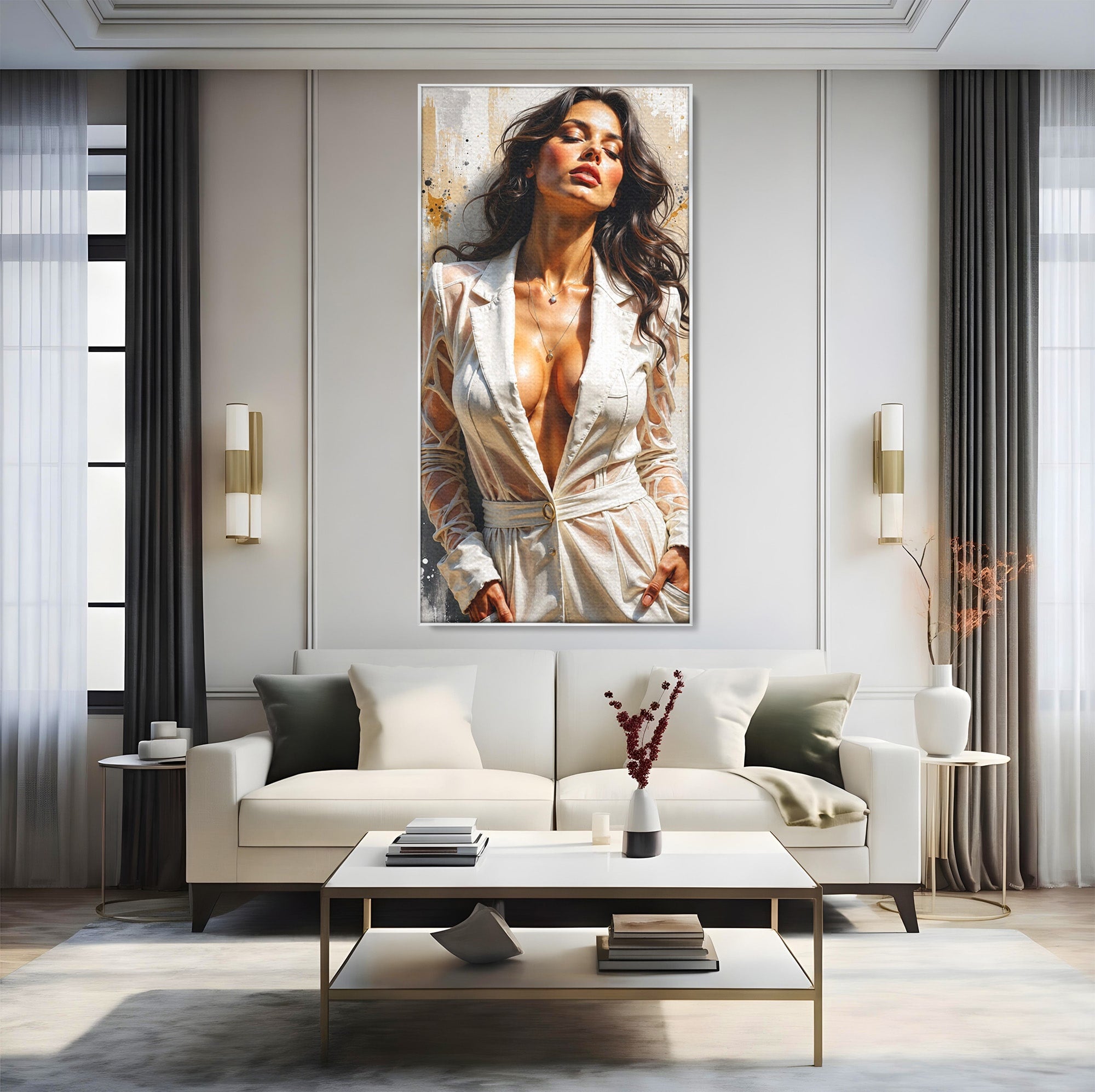 Tablou Canvas Premium LuxCanva® G1278, Eleganta Feminină, Portret, Femeie, Eleganta, Stil Modern, Dormitor, Culori Vibrante
