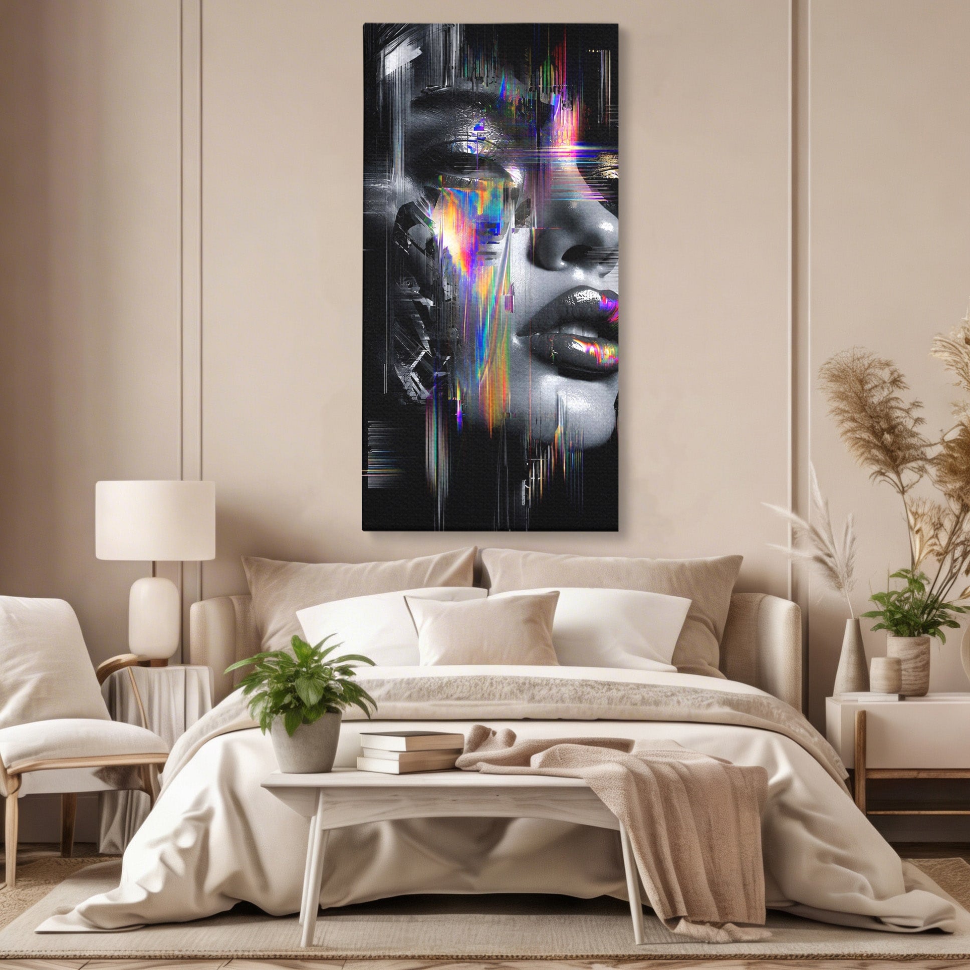 Tablou Canvas Premium LuxCanva® G1280, Chip Cybernetic, Portret, Cyberpunk, Abstract, Futurist, Dormitor, Culori Vibrante