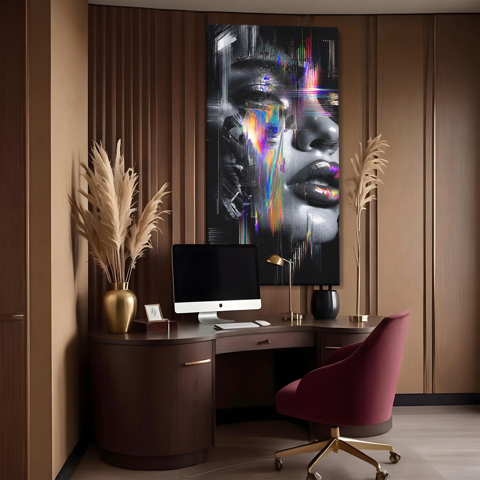 Tablou Canvas Premium LuxCanva® G1280, Chip Cybernetic, Portret, Cyberpunk, Abstract, Futurist, Dormitor, Culori Vibrante