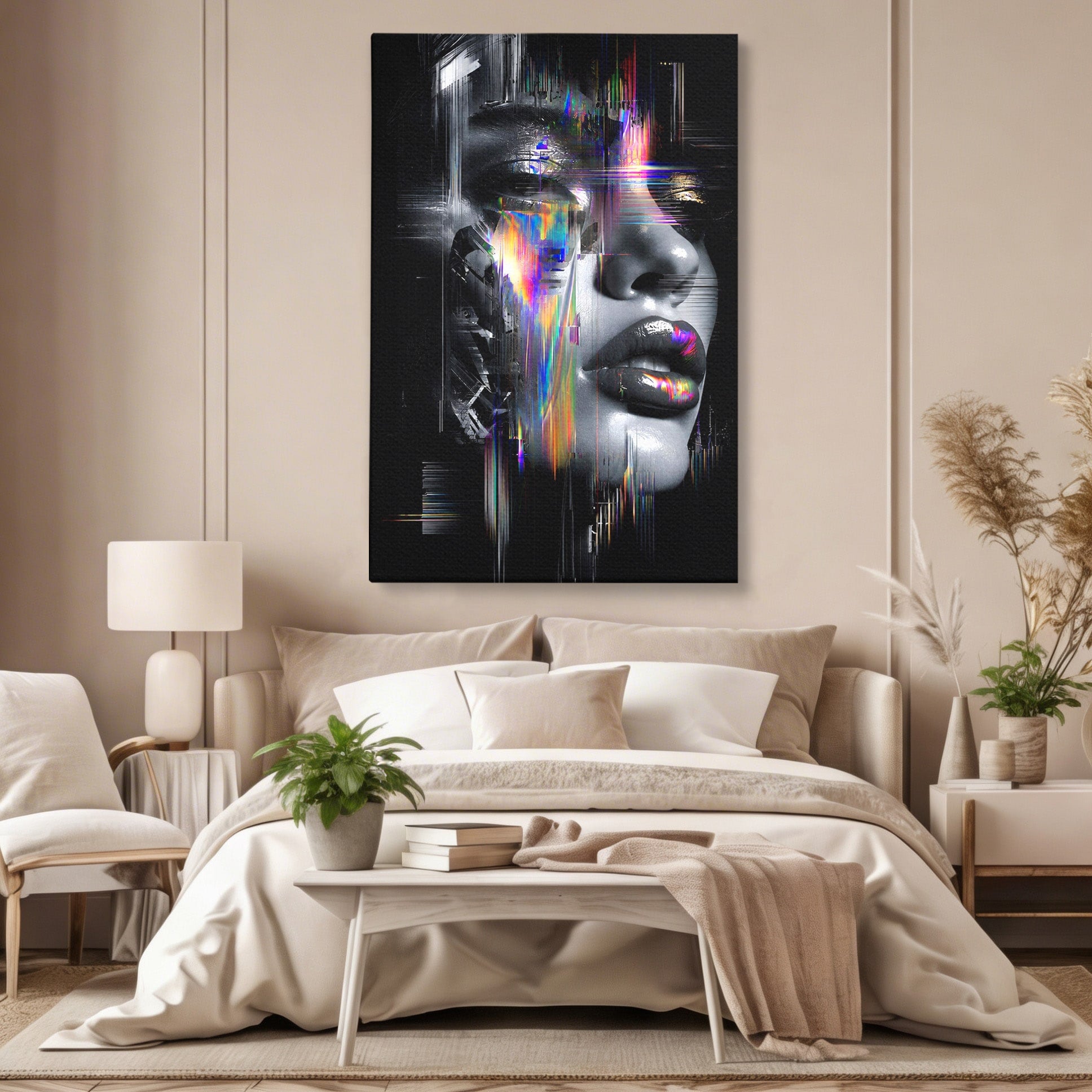 Tablou Canvas Premium LuxCanva® G1280, Chip Cybernetic, Portret, Cyberpunk, Abstract, Futurist, Dormitor, Culori Vibrante