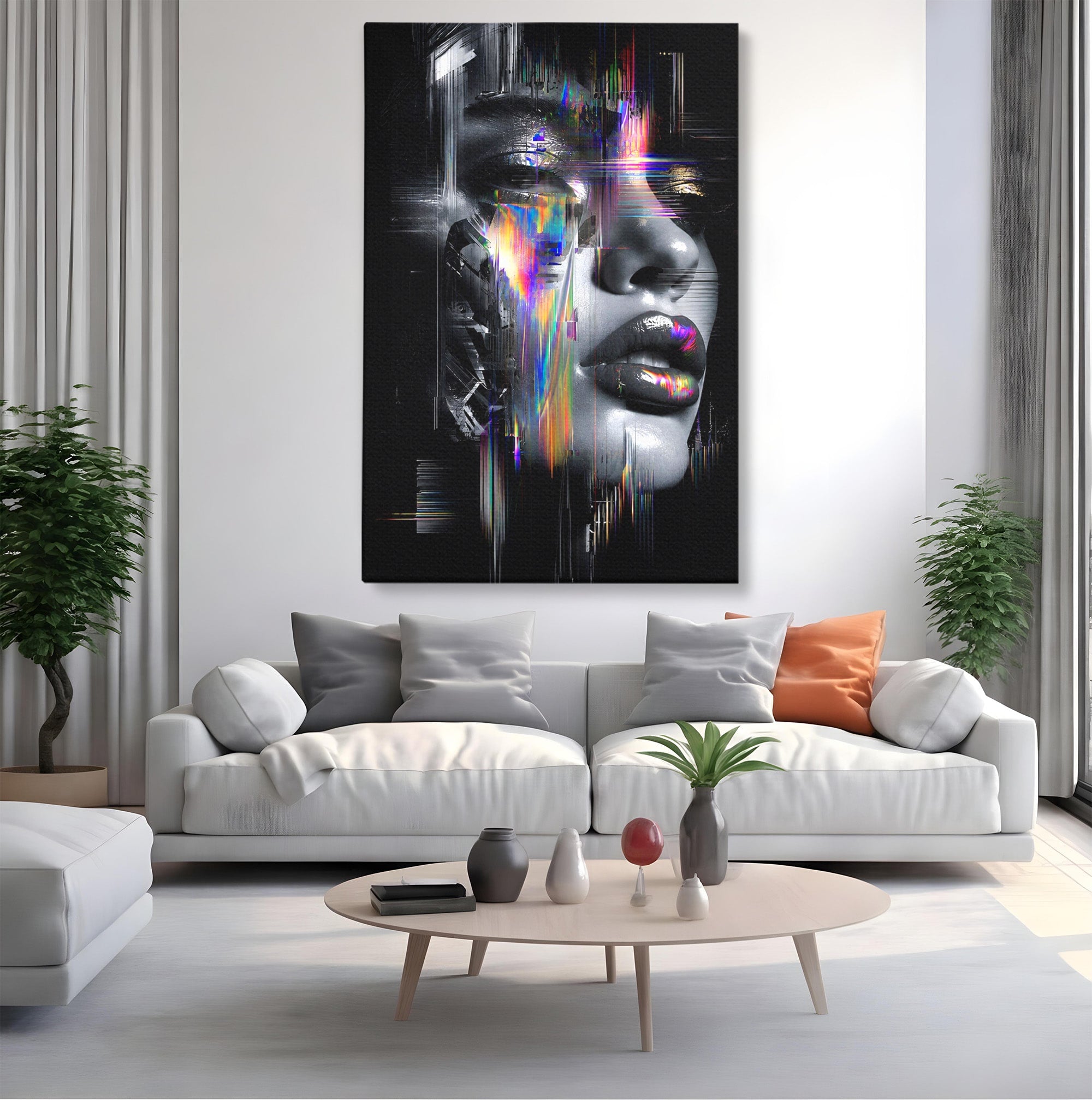 Tablou Canvas Premium LuxCanva® G1280, Chip Cybernetic, Portret, Cyberpunk, Abstract, Futurist, Dormitor, Culori Vibrante