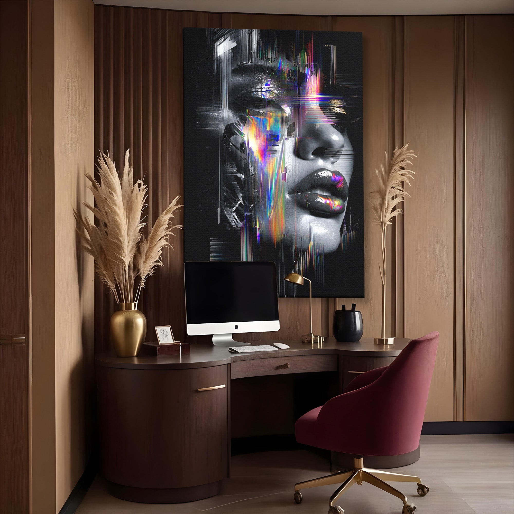 Tablou Canvas Premium LuxCanva® G1280, Chip Cybernetic, Portret, Cyberpunk, Abstract, Futurist, Dormitor, Culori Vibrante
