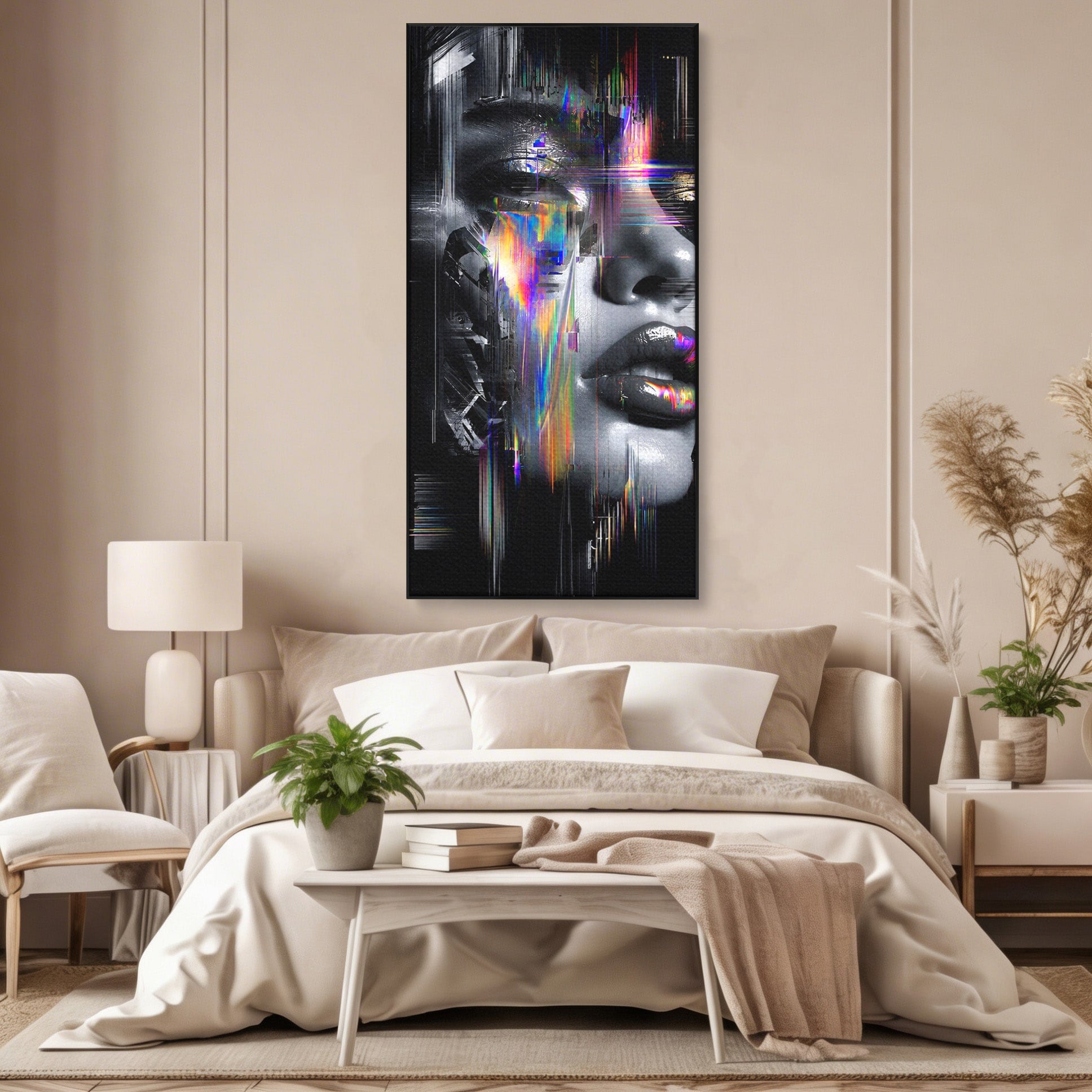 Tablou Canvas Premium LuxCanva® G1280, Chip Cybernetic, Portret, Cyberpunk, Abstract, Futurist, Dormitor, Culori Vibrante
