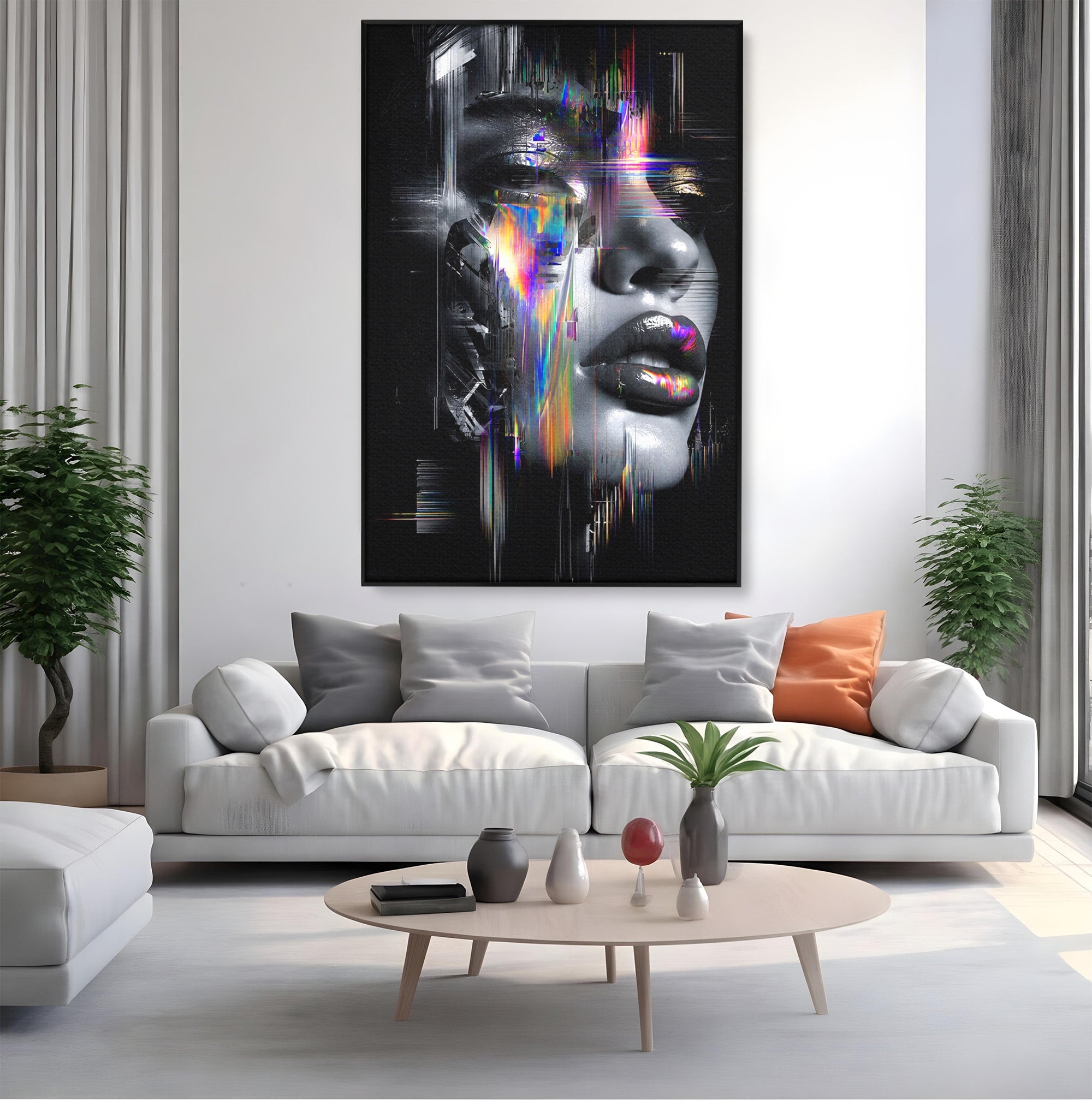 Tablou Canvas Premium LuxCanva® G1280, Chip Cybernetic, Portret, Cyberpunk, Abstract, Futurist, Dormitor, Culori Vibrante
