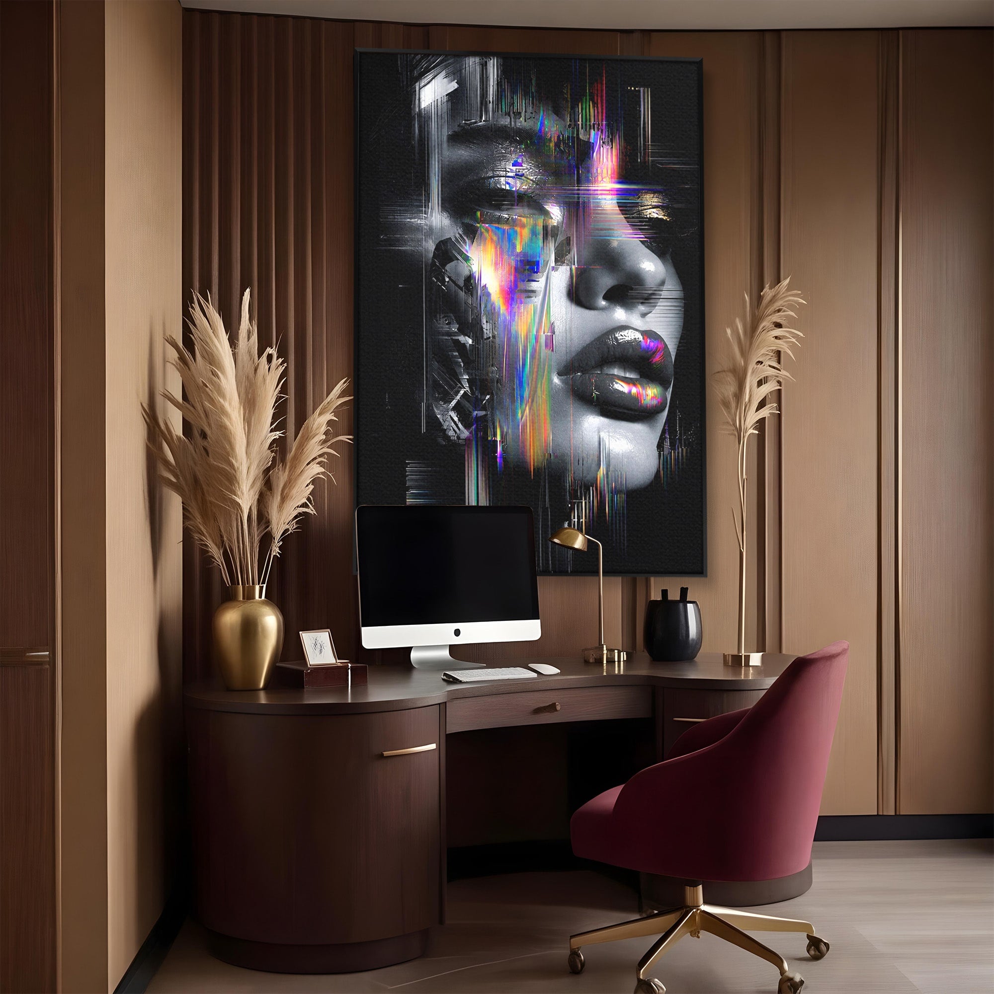 Tablou Canvas Premium LuxCanva® G1280, Chip Cybernetic, Portret, Cyberpunk, Abstract, Futurist, Dormitor, Culori Vibrante