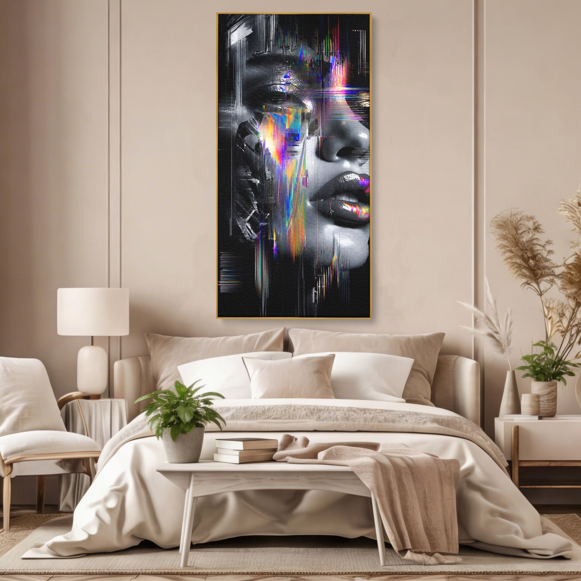 Tablou Canvas Premium LuxCanva® G1280, Chip Cybernetic, Portret, Cyberpunk, Abstract, Futurist, Dormitor, Culori Vibrante