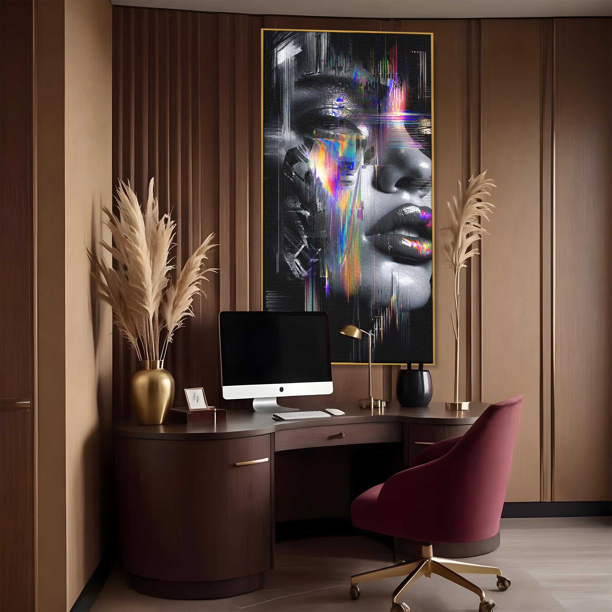 Tablou Canvas Premium LuxCanva® G1280, Chip Cybernetic, Portret, Cyberpunk, Abstract, Futurist, Dormitor, Culori Vibrante