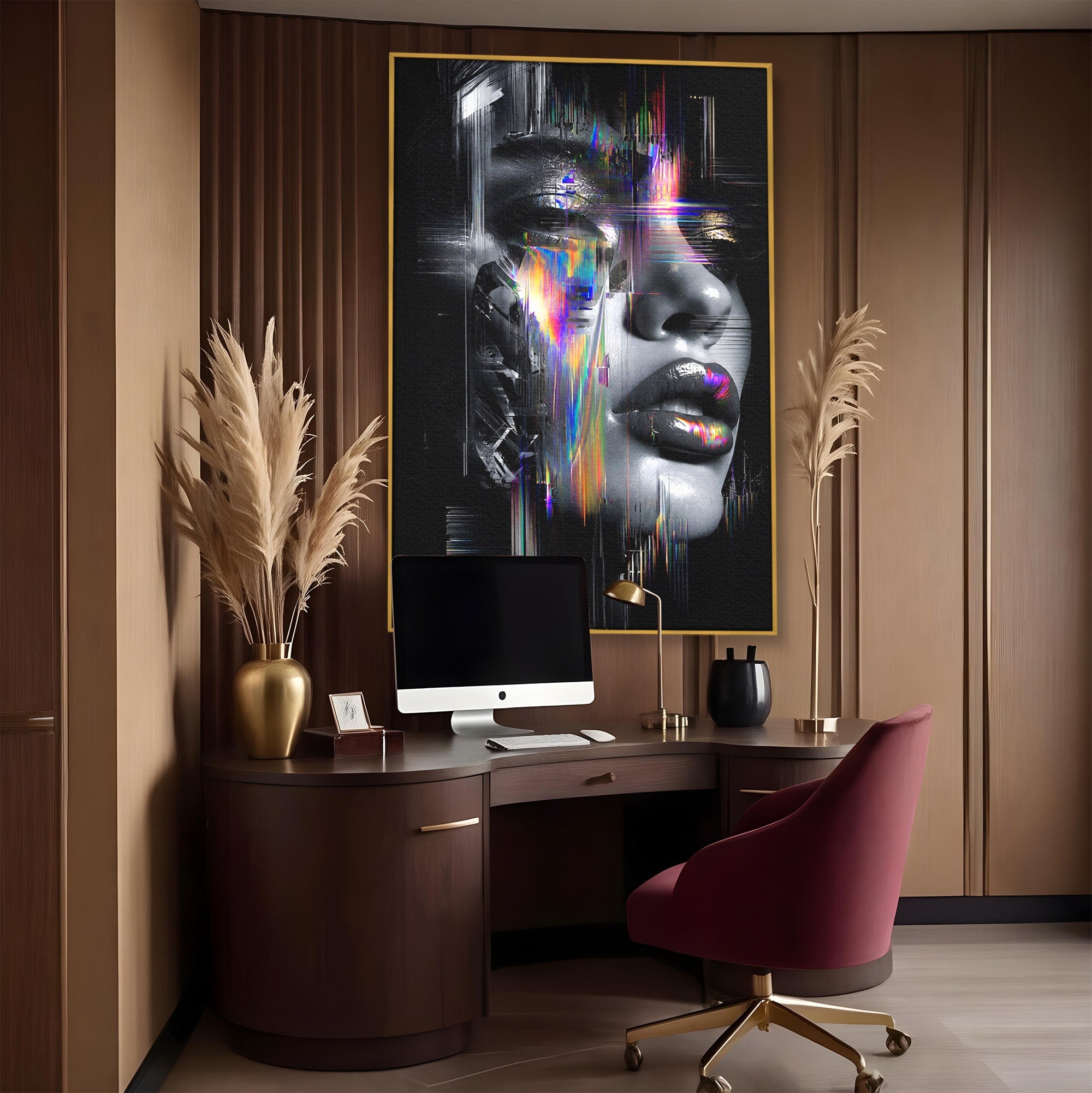 Tablou Canvas Premium LuxCanva® G1280, Chip Cybernetic, Portret, Cyberpunk, Abstract, Futurist, Dormitor, Culori Vibrante