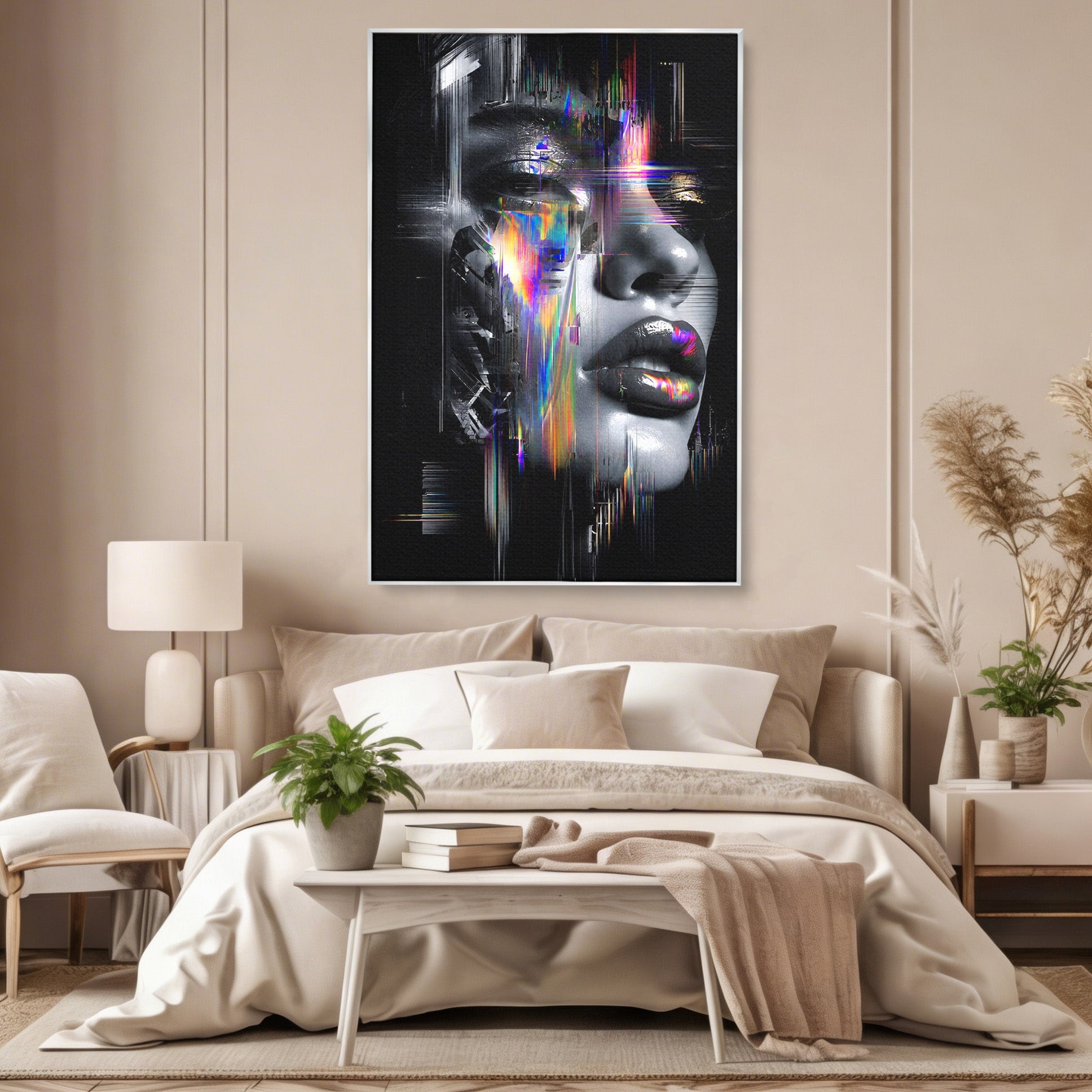 Tablou Canvas Premium LuxCanva® G1280, Chip Cybernetic, Portret, Cyberpunk, Abstract, Futurist, Dormitor, Culori Vibrante