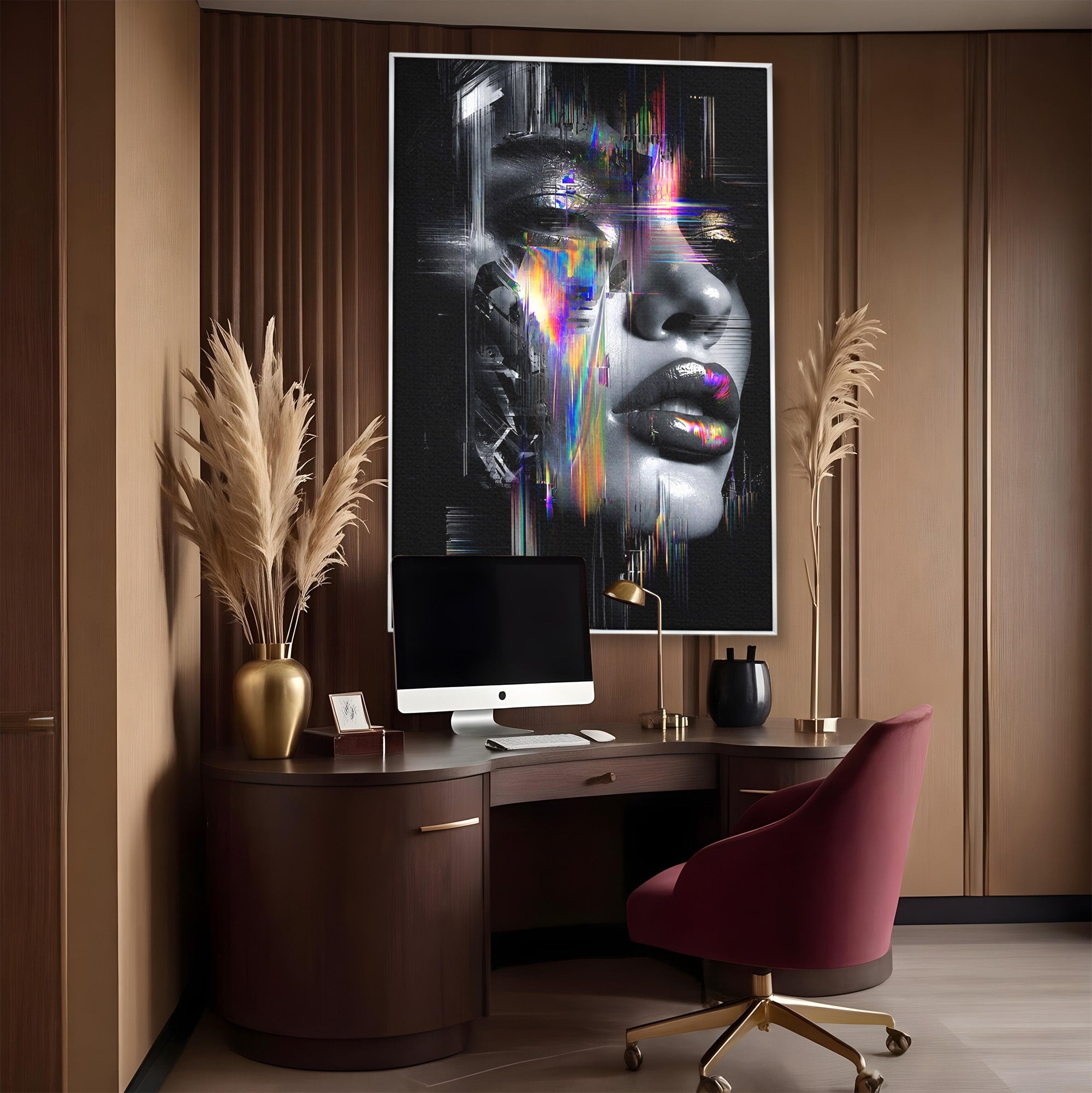 Tablou Canvas Premium LuxCanva® G1280, Chip Cybernetic, Portret, Cyberpunk, Abstract, Futurist, Dormitor, Culori Vibrante