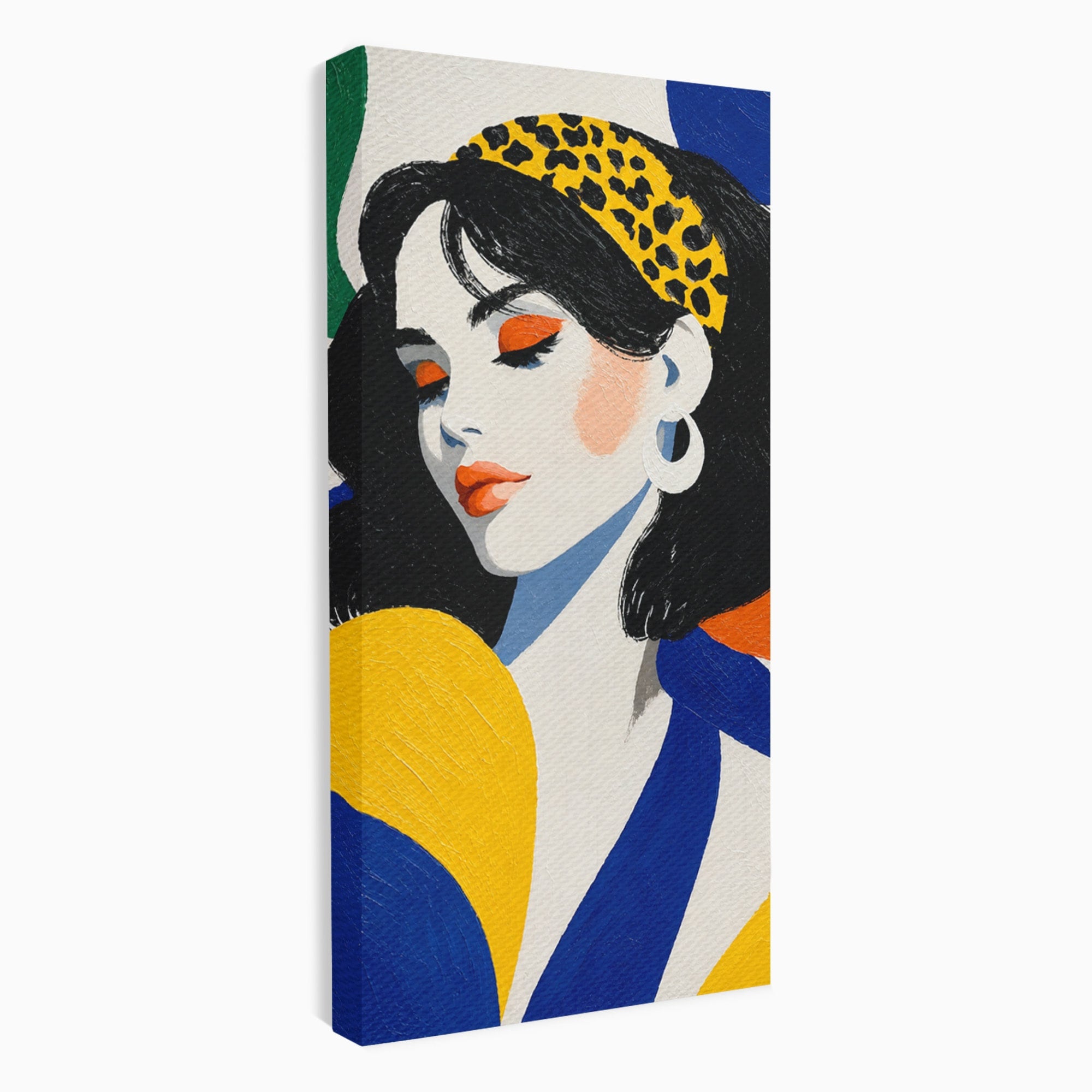 Tablou Canvas Premium LuxCanva® G1281, Portret Femeie Cu Esarfa, Portret, Femeie, Esarfa, Moda, Living, Culori Vibrante