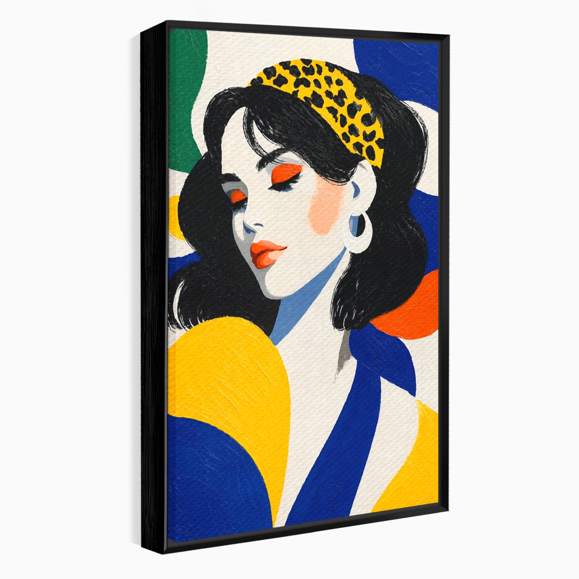 Tablou Canvas Premium LuxCanva® G1281, Portret Femeie Cu Esarfa, Portret, Femeie, Esarfa, Moda, Living, Culori Vibrante