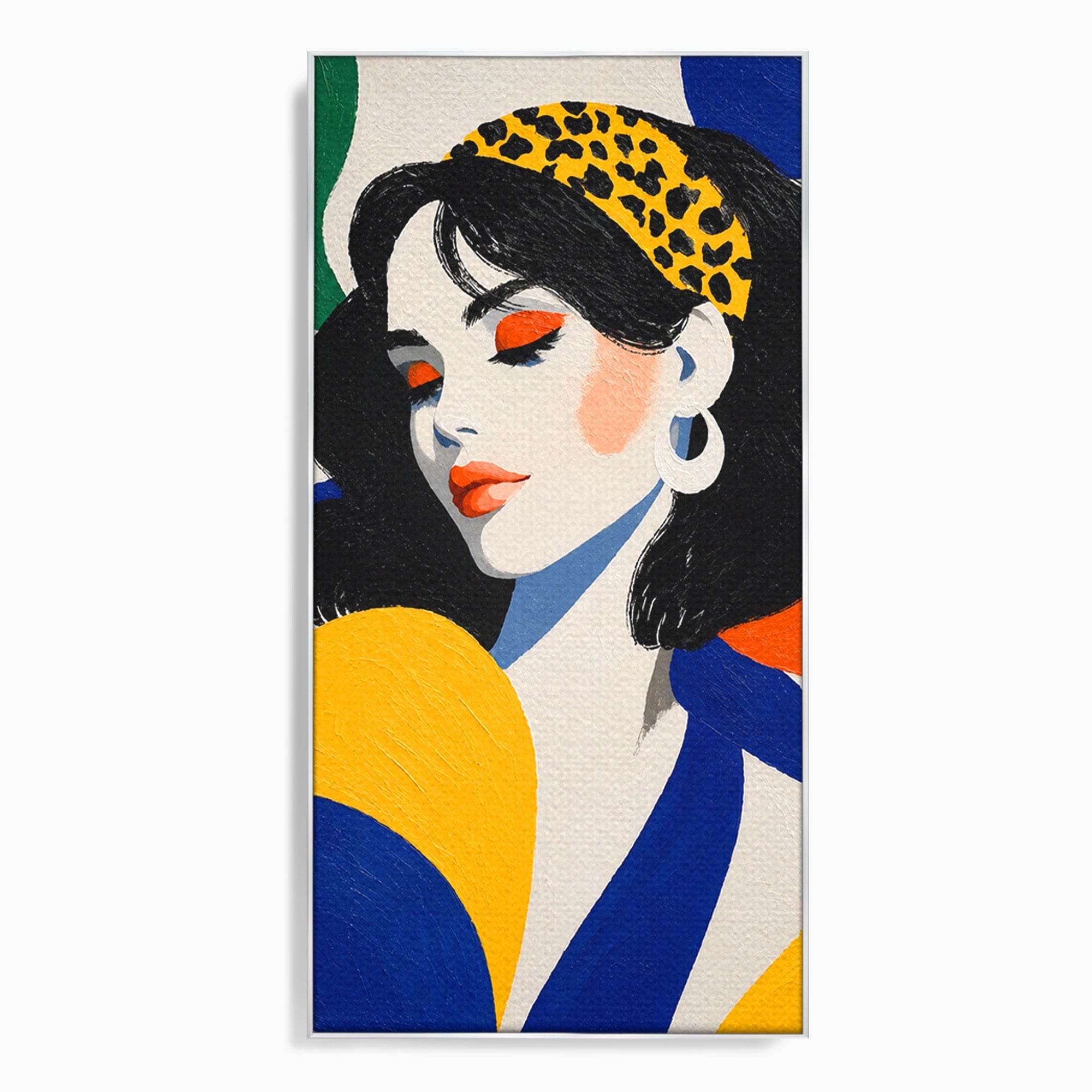 Tablou Canvas Premium LuxCanva® G1281, Portret Femeie Cu Esarfa, Portret, Femeie, Esarfa, Moda, Living, Culori Vibrante