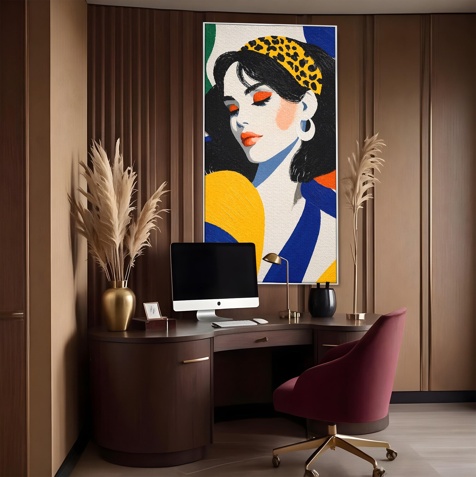 Tablou Canvas Premium LuxCanva® G1281, Portret Femeie Cu Esarfa, Portret, Femeie, Esarfa, Moda, Living, Culori Vibrante