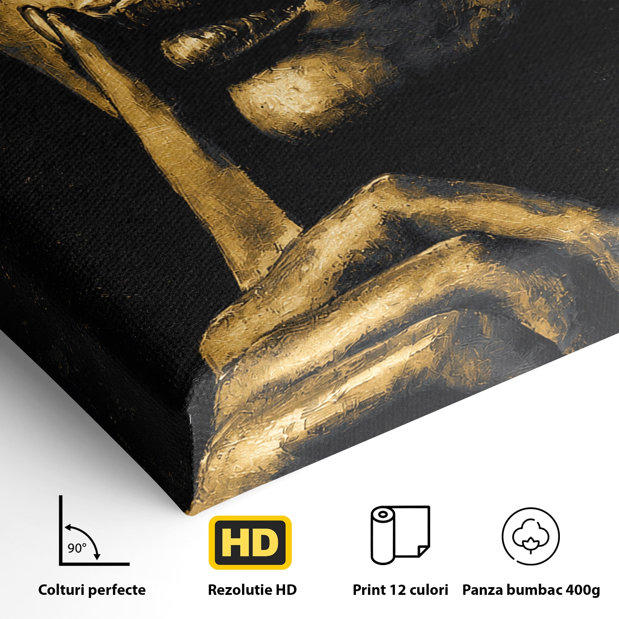 Tablou Canvas Premium LuxCanva® G1282, Tacere Aurie, Portret, Femeie, Mister, Elegant, Dormitor, Birou, Culori Vibrante