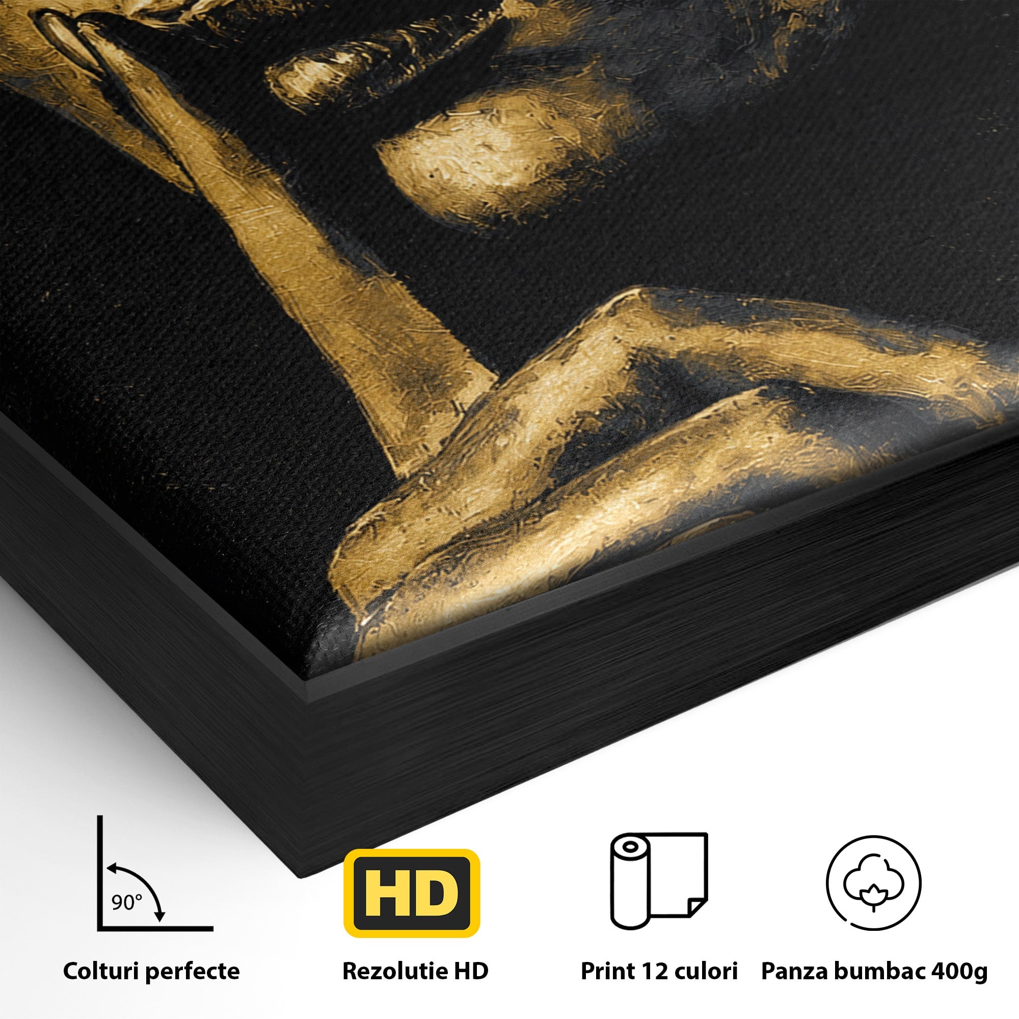Tablou Canvas Premium LuxCanva® G1282, Tacere Aurie, Portret, Femeie, Mister, Elegant, Dormitor, Birou, Culori Vibrante