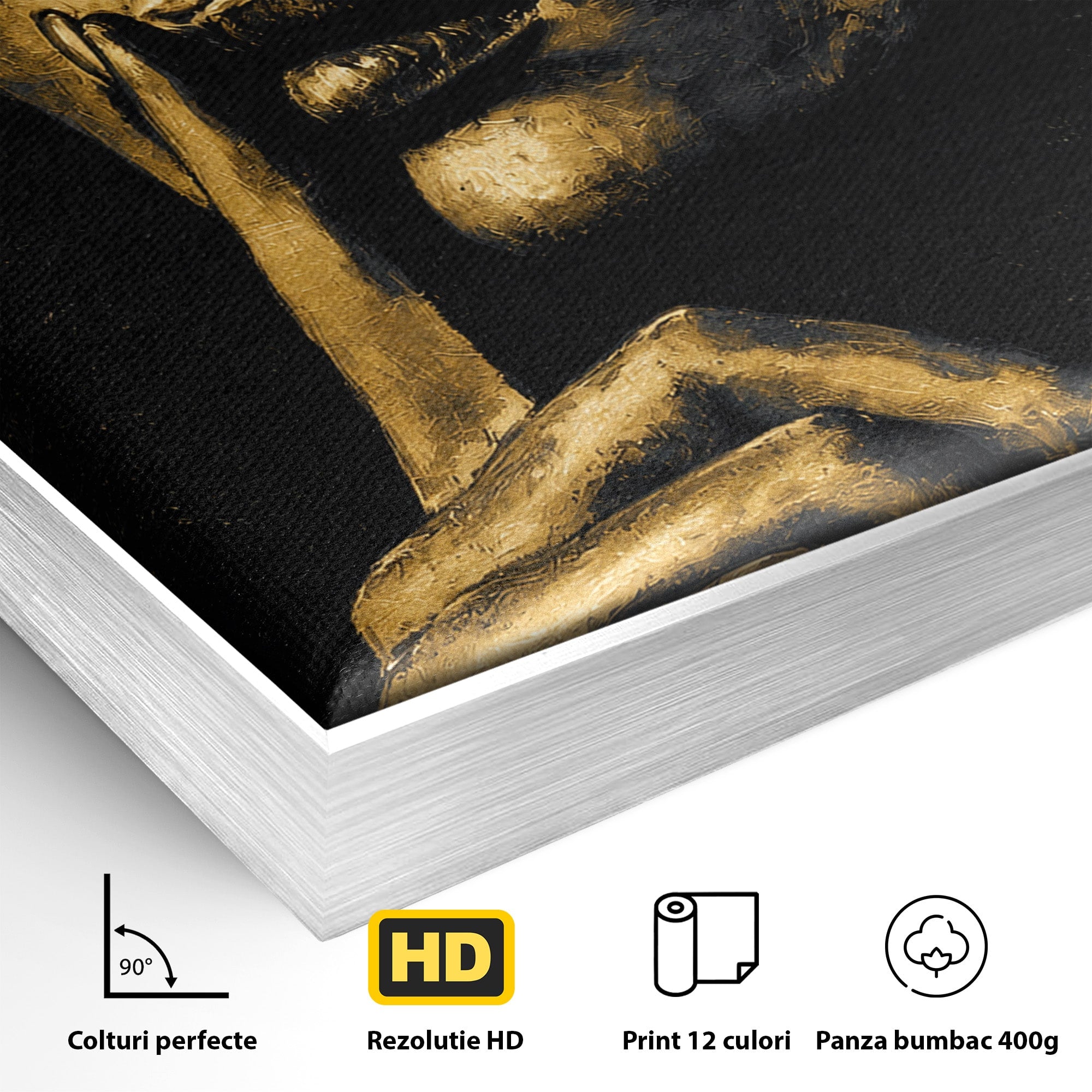 Tablou Canvas Premium LuxCanva® G1282, Tacere Aurie, Portret, Femeie, Mister, Elegant, Dormitor, Birou, Culori Vibrante