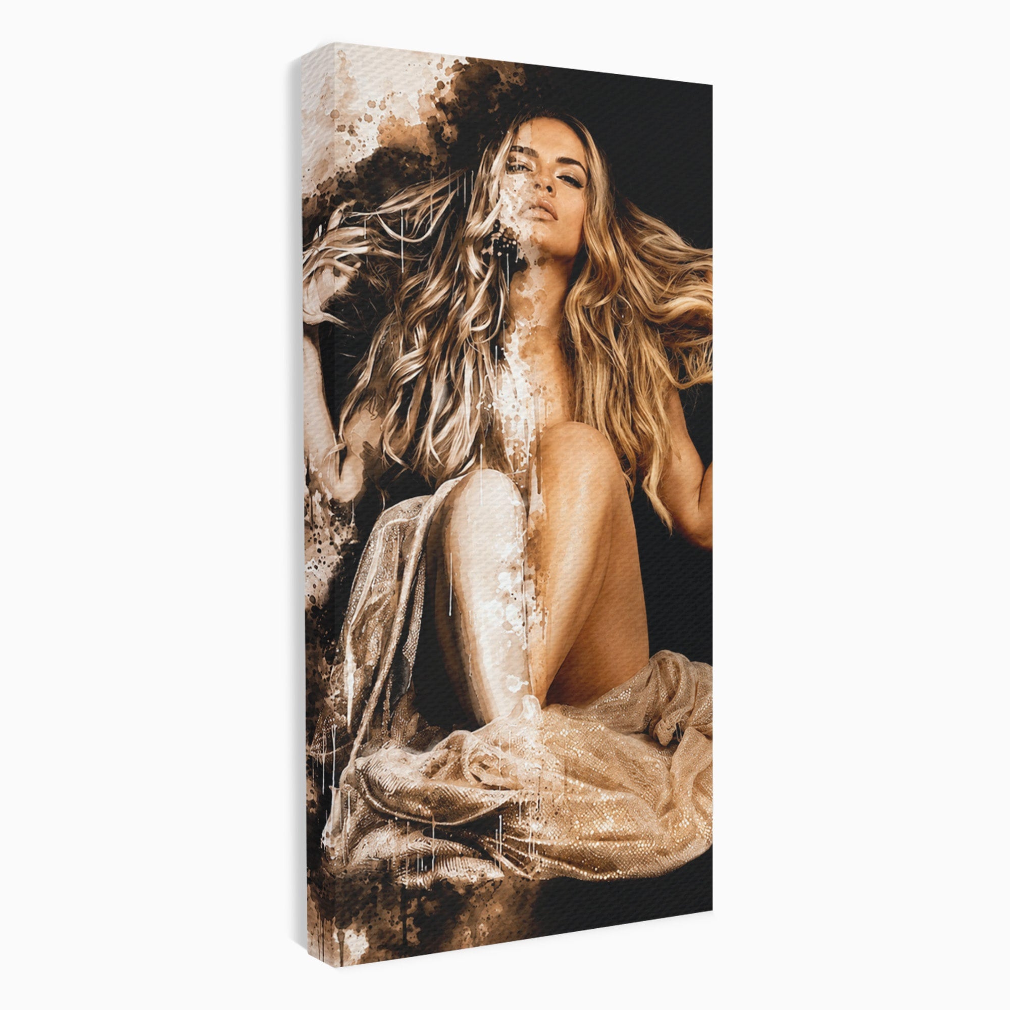Tablou Canvas Premium LuxCanva® G1283, Femeie In Valuri De Culoare, Femeie, Arta Abstracta, Frumusete, Emotie, Dormitor, Culori Vibrante