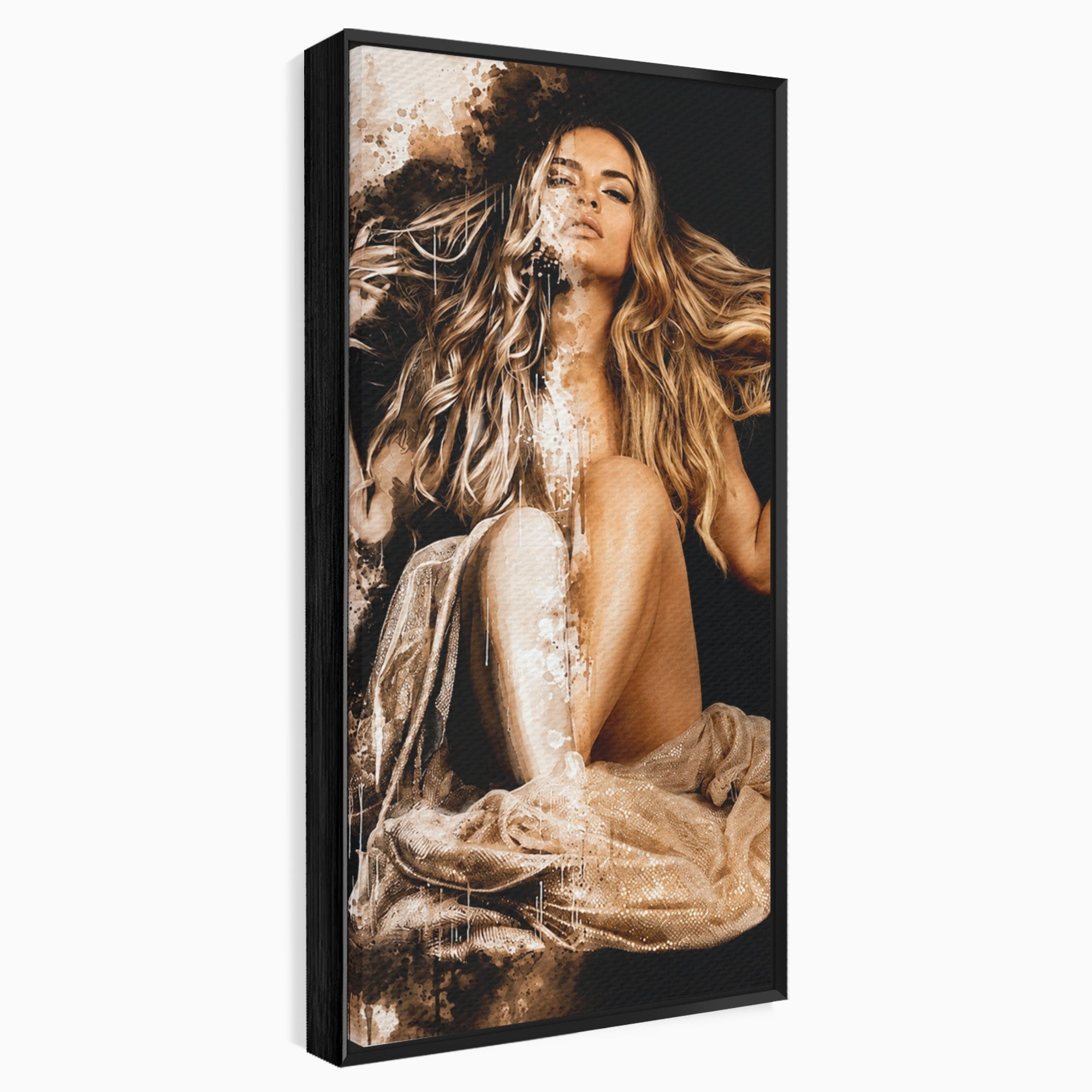Tablou Canvas Premium LuxCanva® G1283, Femeie In Valuri De Culoare, Femeie, Arta Abstracta, Frumusete, Emotie, Dormitor, Culori Vibrante