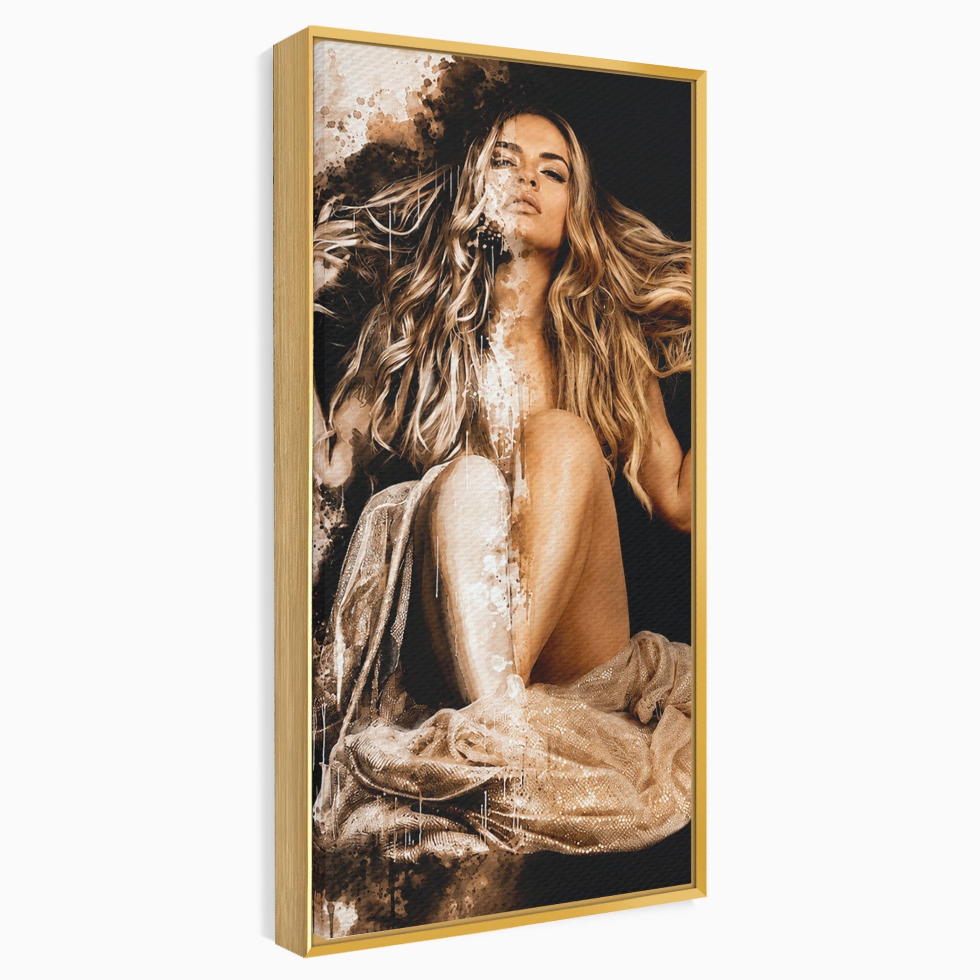 Tablou Canvas Premium LuxCanva® G1283, Femeie In Valuri De Culoare, Femeie, Arta Abstracta, Frumusete, Emotie, Dormitor, Culori Vibrante