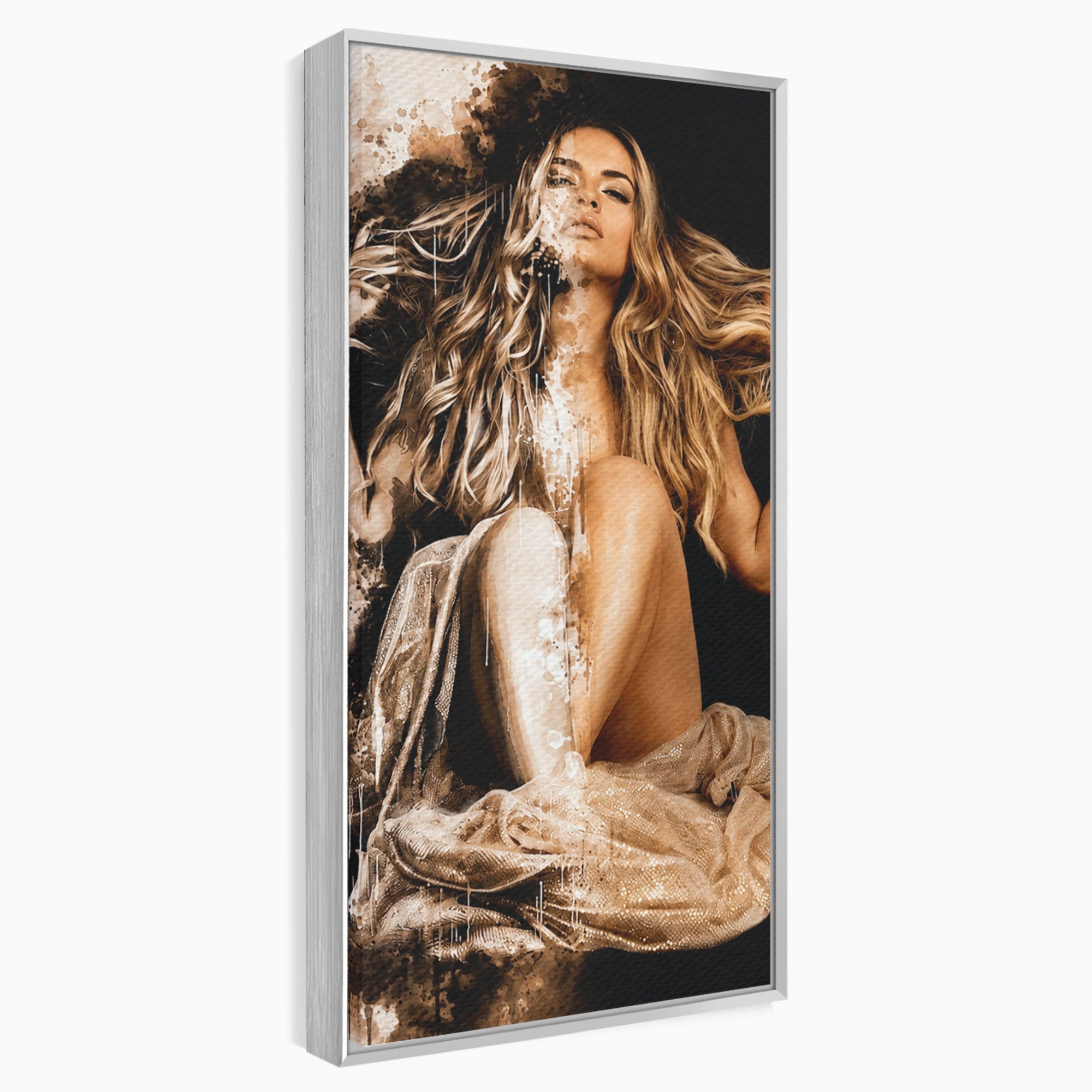 Tablou Canvas Premium LuxCanva® G1283, Femeie In Valuri De Culoare, Femeie, Arta Abstracta, Frumusete, Emotie, Dormitor, Culori Vibrante