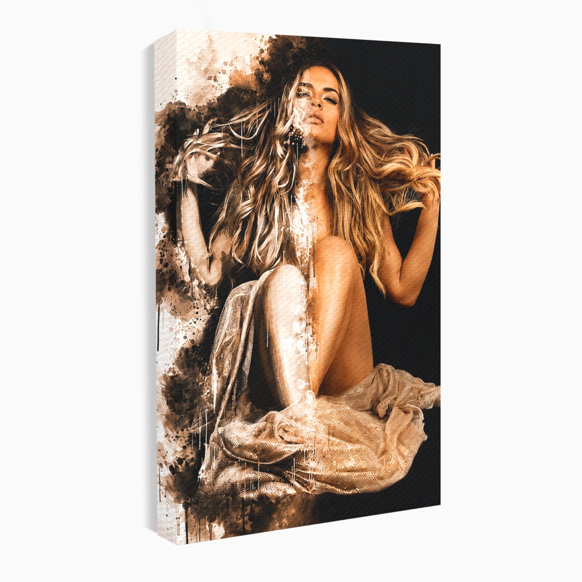 Tablou Canvas Premium LuxCanva® G1283, Femeie In Valuri De Culoare, Femeie, Arta Abstracta, Frumusete, Emotie, Dormitor, Culori Vibrante