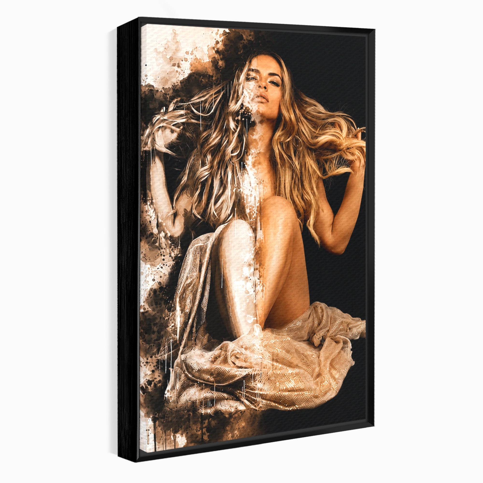 Tablou Canvas Premium LuxCanva® G1283, Femeie In Valuri De Culoare, Femeie, Arta Abstracta, Frumusete, Emotie, Dormitor, Culori Vibrante