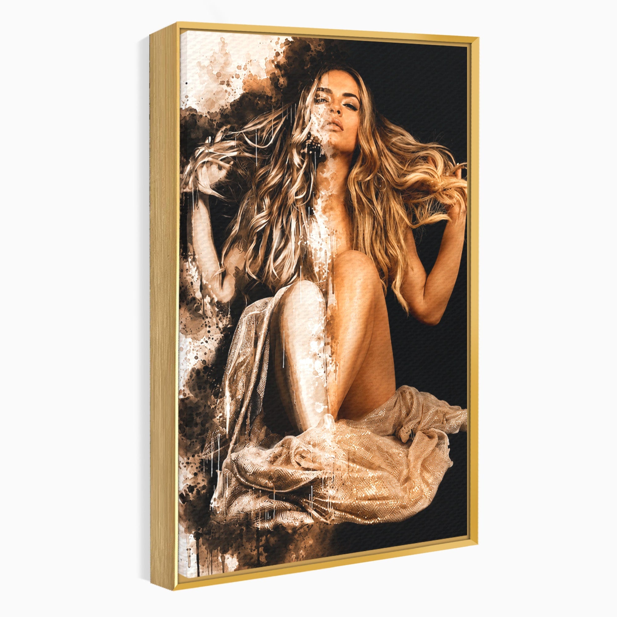 Tablou Canvas Premium LuxCanva® G1283, Femeie In Valuri De Culoare, Femeie, Arta Abstracta, Frumusete, Emotie, Dormitor, Culori Vibrante