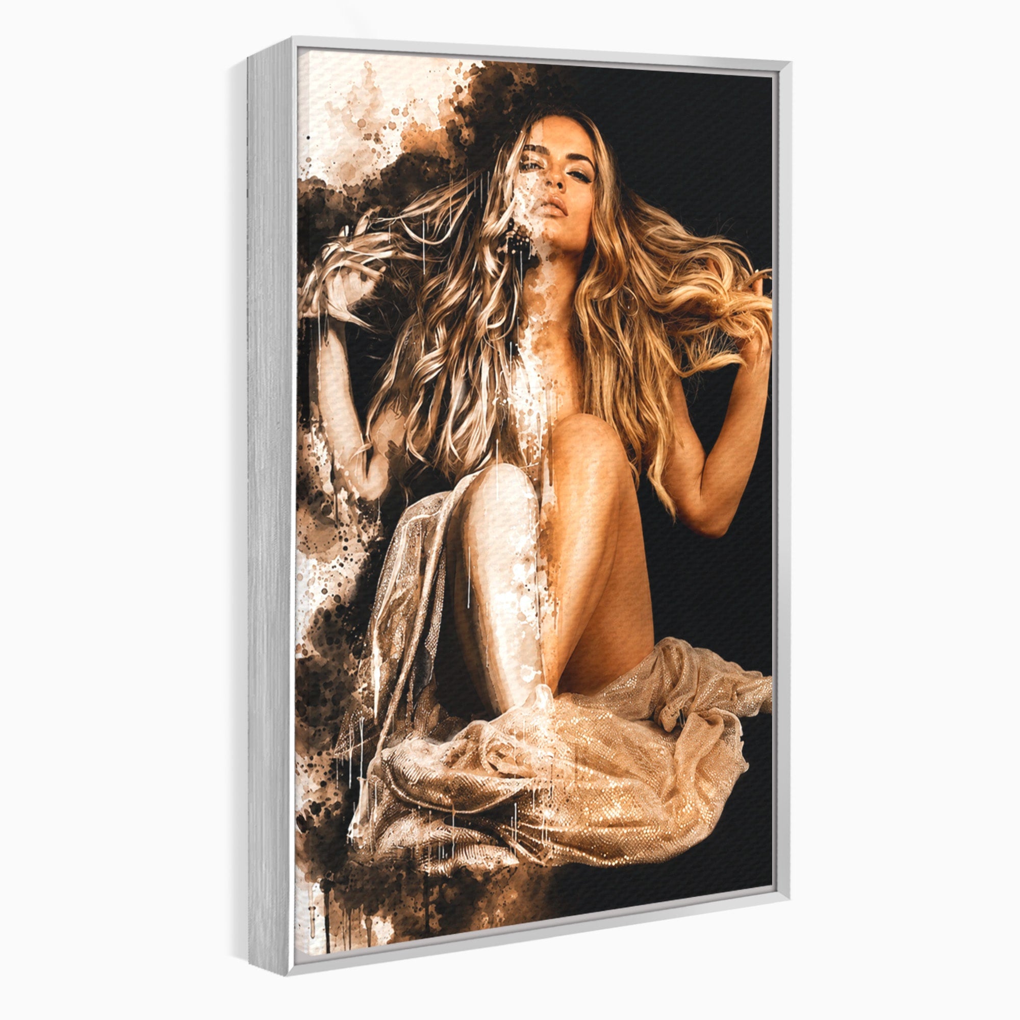 Tablou Canvas Premium LuxCanva® G1283, Femeie In Valuri De Culoare, Femeie, Arta Abstracta, Frumusete, Emotie, Dormitor, Culori Vibrante