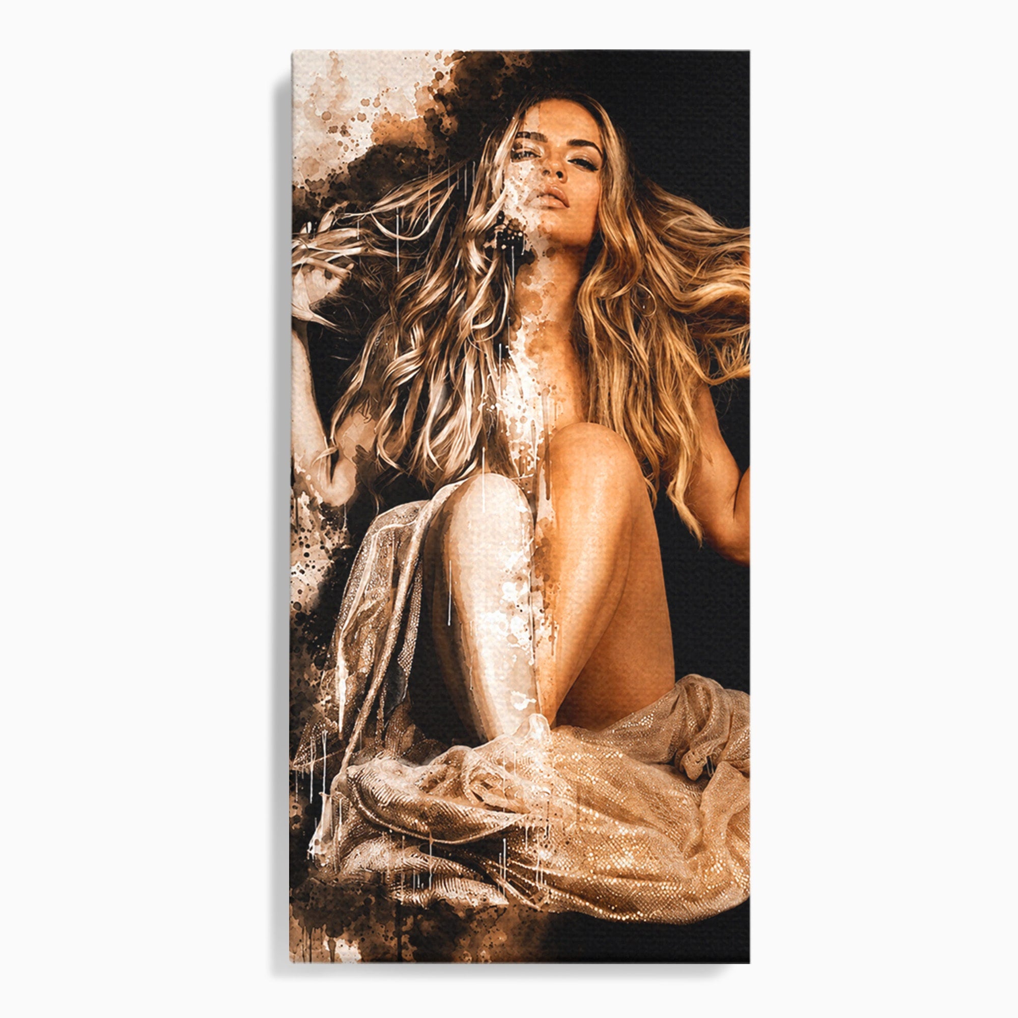 Tablou Canvas Premium LuxCanva® G1283, Femeie In Valuri De Culoare, Femeie, Arta Abstracta, Frumusete, Emotie, Dormitor, Culori Vibrante