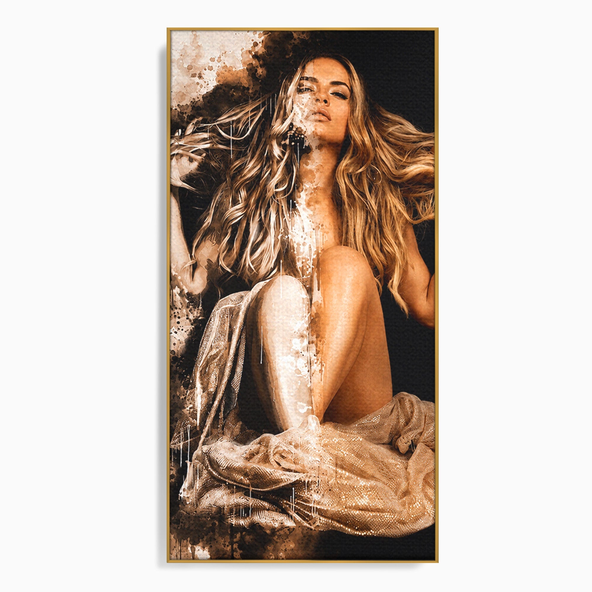 Tablou Canvas Premium LuxCanva® G1283, Femeie In Valuri De Culoare, Femeie, Arta Abstracta, Frumusete, Emotie, Dormitor, Culori Vibrante