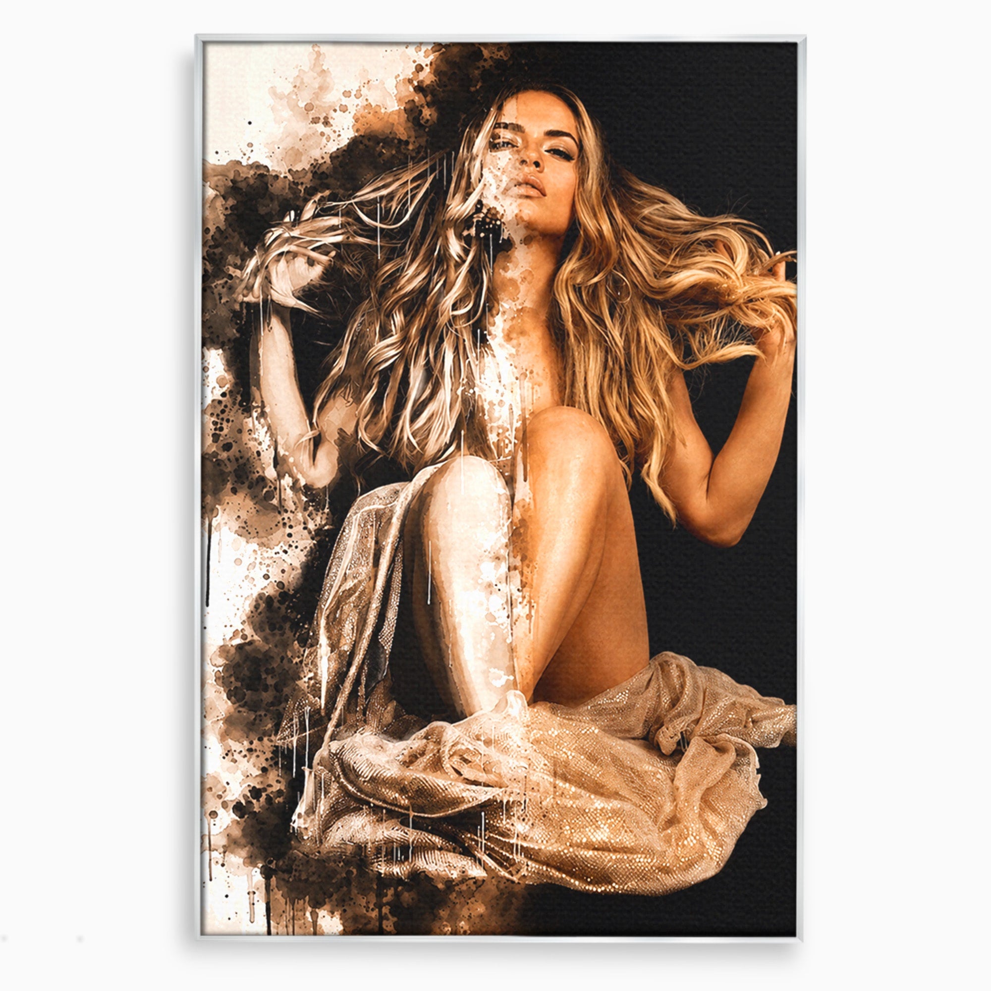 Tablou Canvas Premium LuxCanva® G1283, Femeie In Valuri De Culoare, Femeie, Arta Abstracta, Frumusete, Emotie, Dormitor, Culori Vibrante