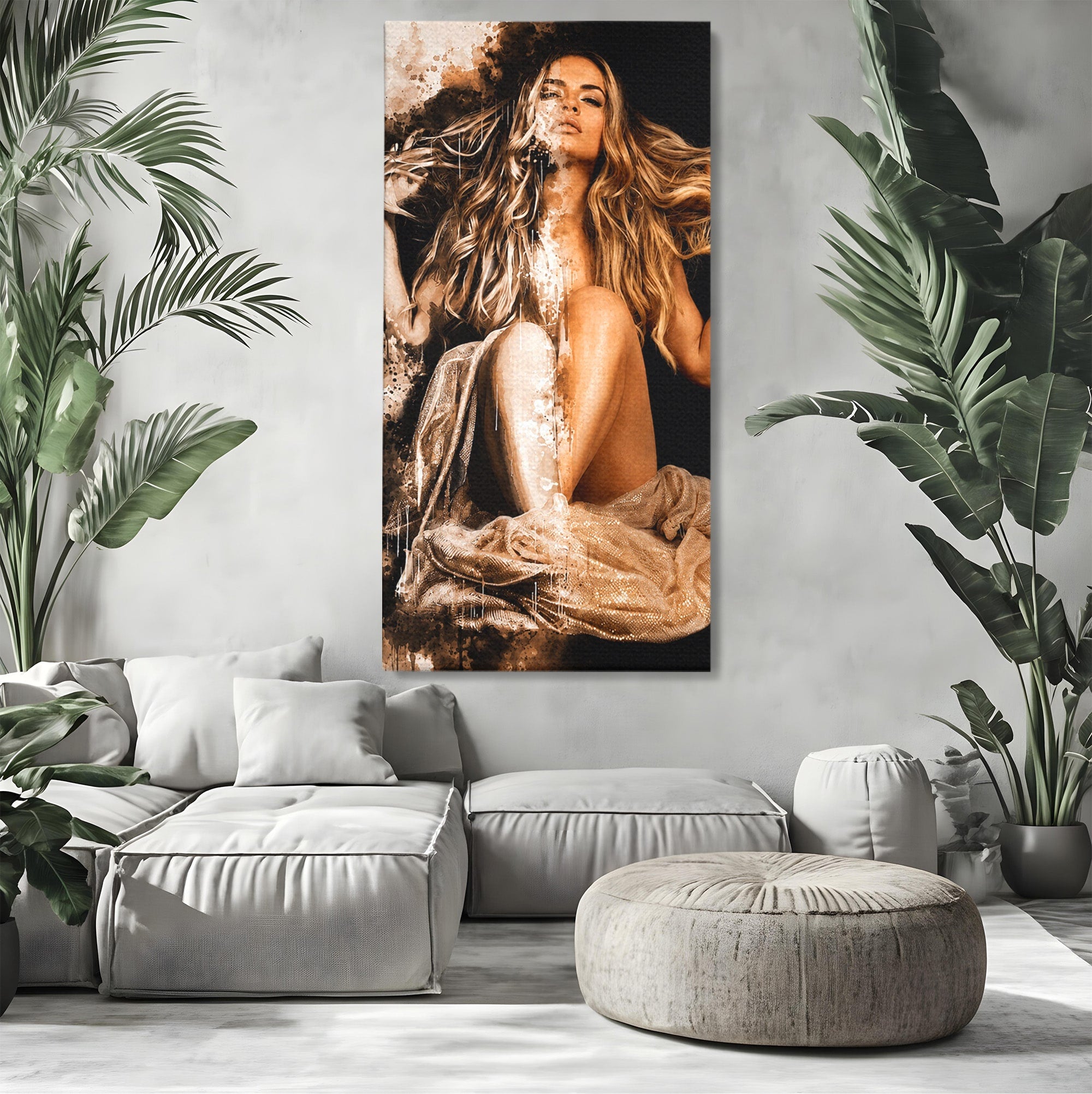 Tablou Canvas Premium LuxCanva® G1283, Femeie In Valuri De Culoare, Femeie, Arta Abstracta, Frumusete, Emotie, Dormitor, Culori Vibrante