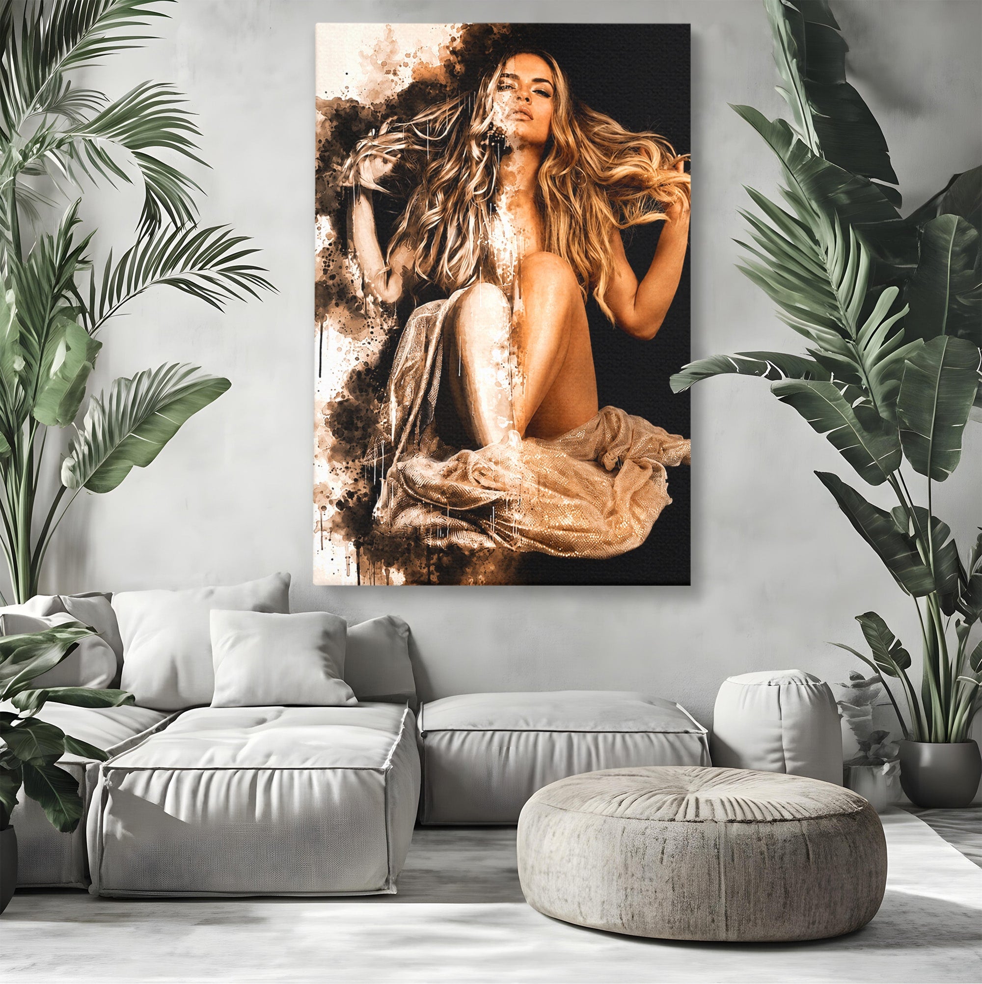 Tablou Canvas Premium LuxCanva® G1283, Femeie In Valuri De Culoare, Femeie, Arta Abstracta, Frumusete, Emotie, Dormitor, Culori Vibrante