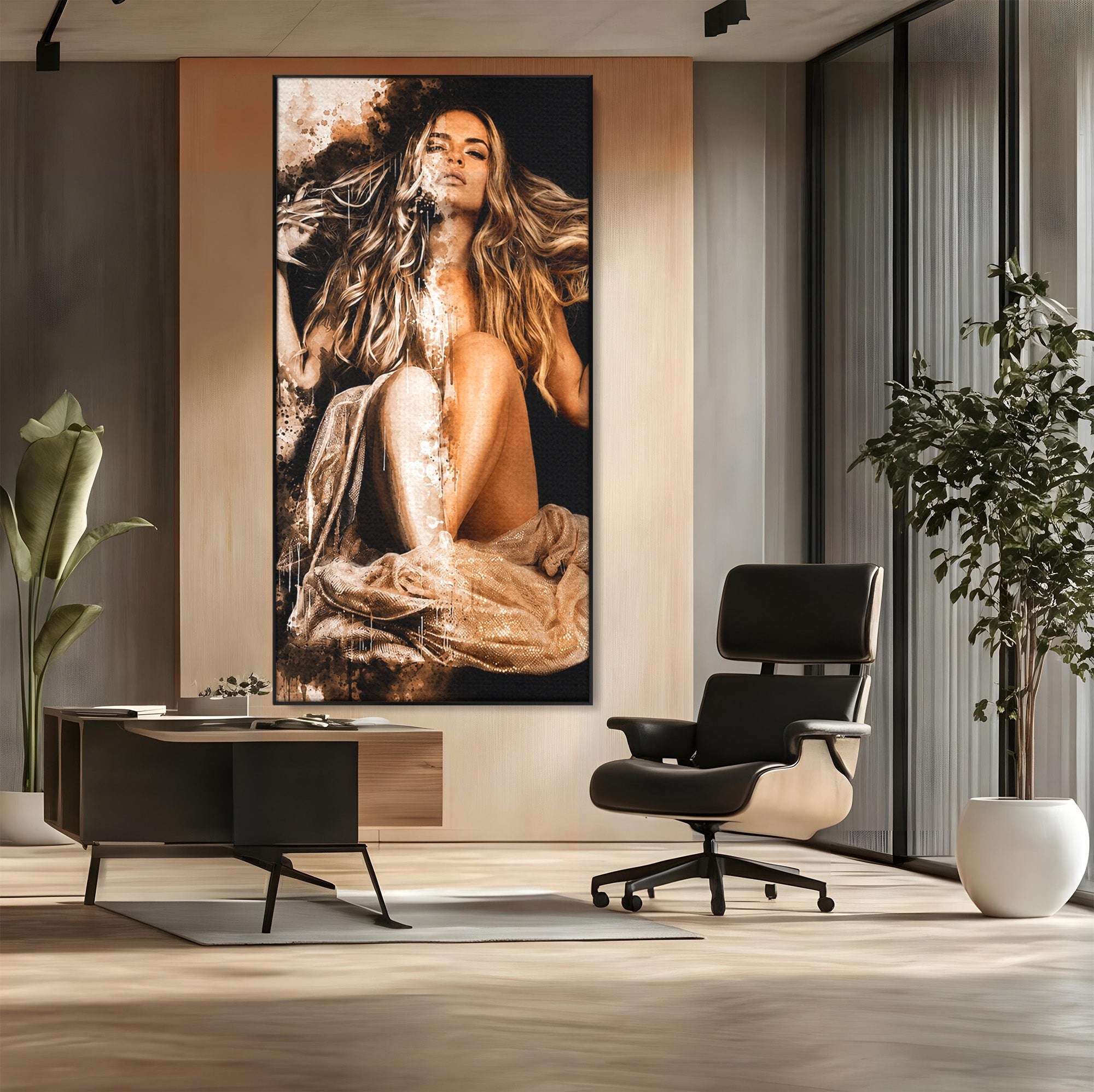 Tablou Canvas Premium LuxCanva® G1283, Femeie In Valuri De Culoare, Femeie, Arta Abstracta, Frumusete, Emotie, Dormitor, Culori Vibrante