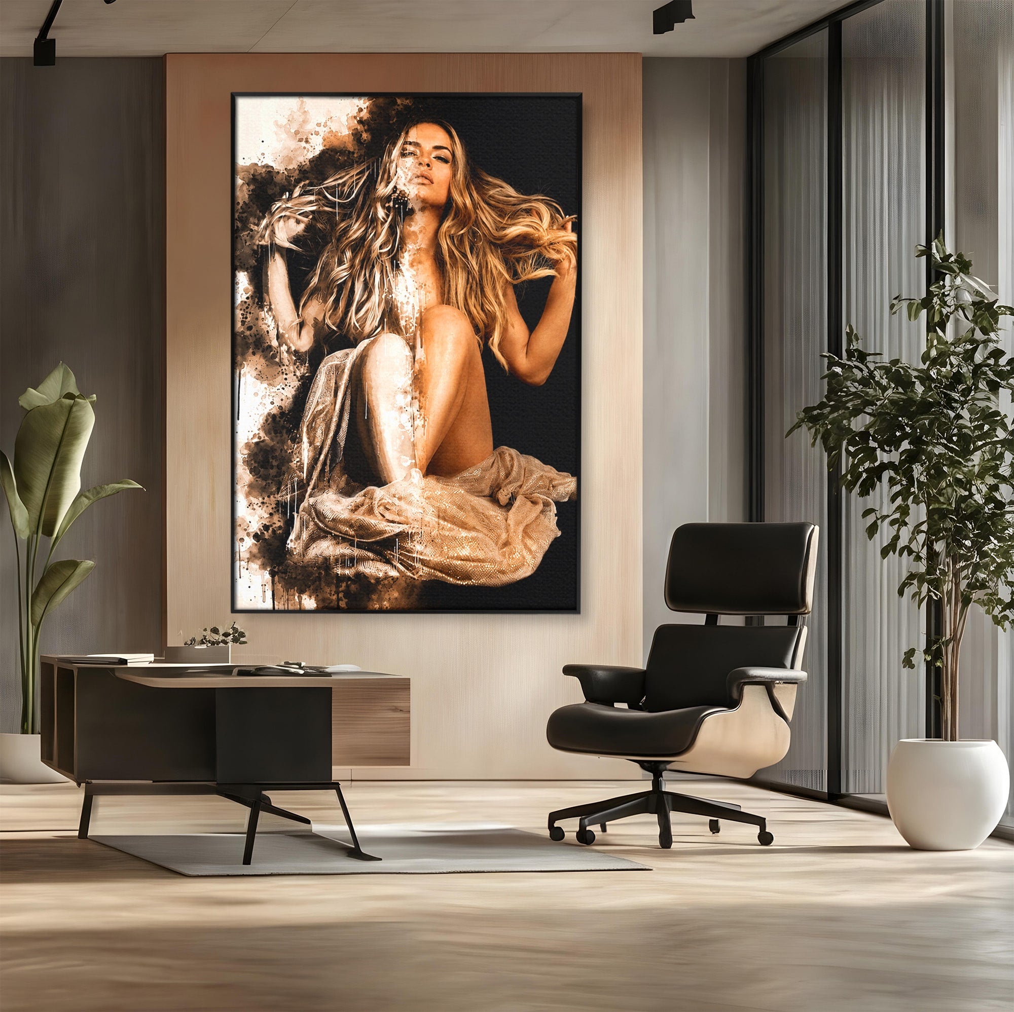 Tablou Canvas Premium LuxCanva® G1283, Femeie In Valuri De Culoare, Femeie, Arta Abstracta, Frumusete, Emotie, Dormitor, Culori Vibrante