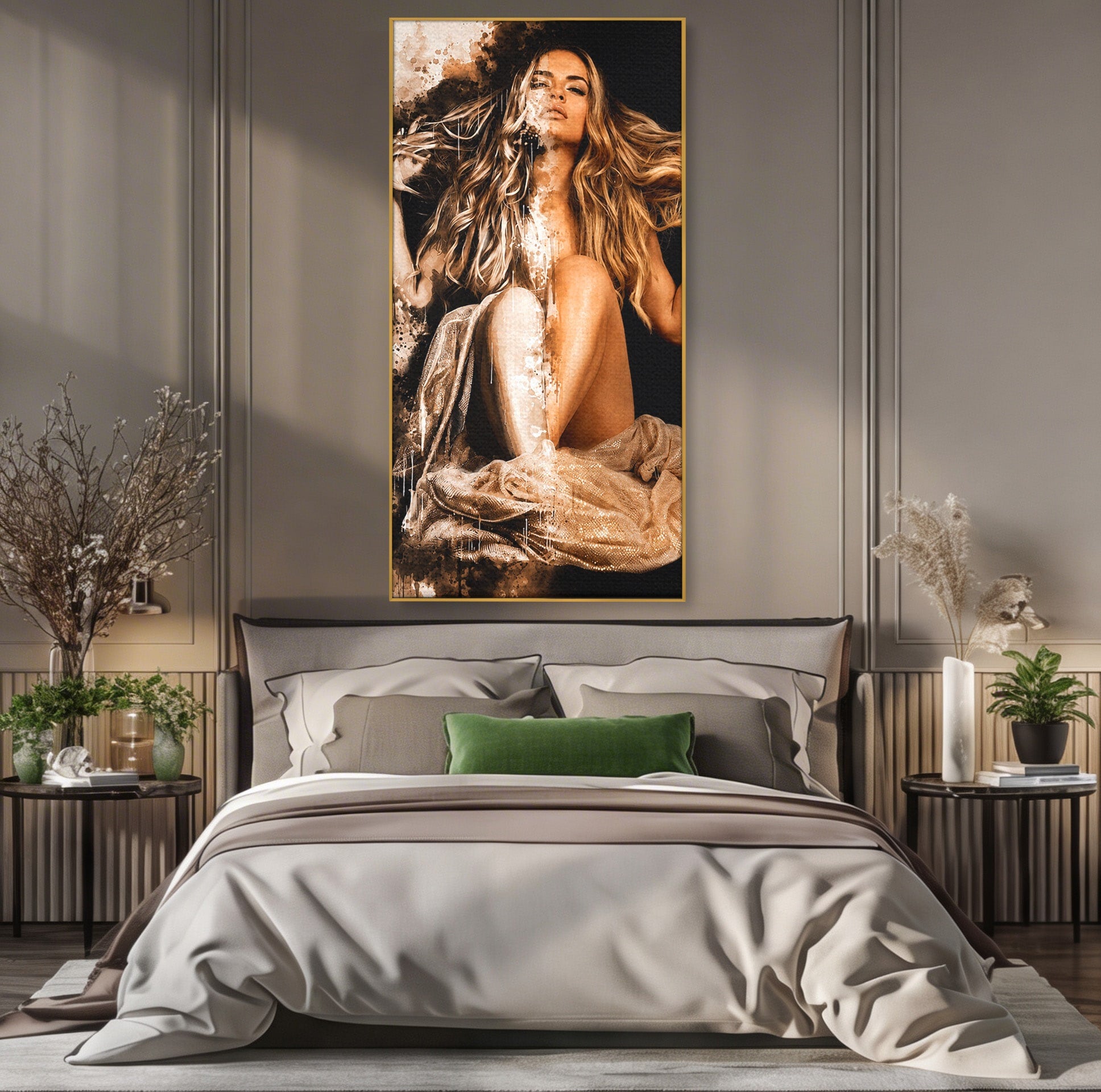 Tablou Canvas Premium LuxCanva® G1283, Femeie In Valuri De Culoare, Femeie, Arta Abstracta, Frumusete, Emotie, Dormitor, Culori Vibrante