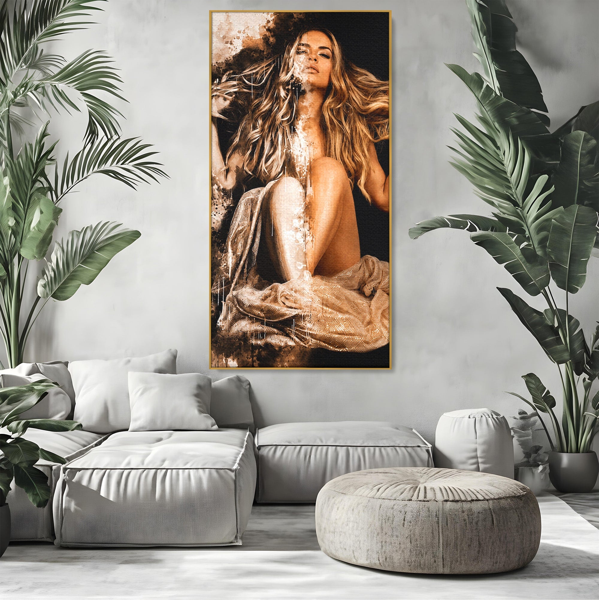 Tablou Canvas Premium LuxCanva® G1283, Femeie In Valuri De Culoare, Femeie, Arta Abstracta, Frumusete, Emotie, Dormitor, Culori Vibrante