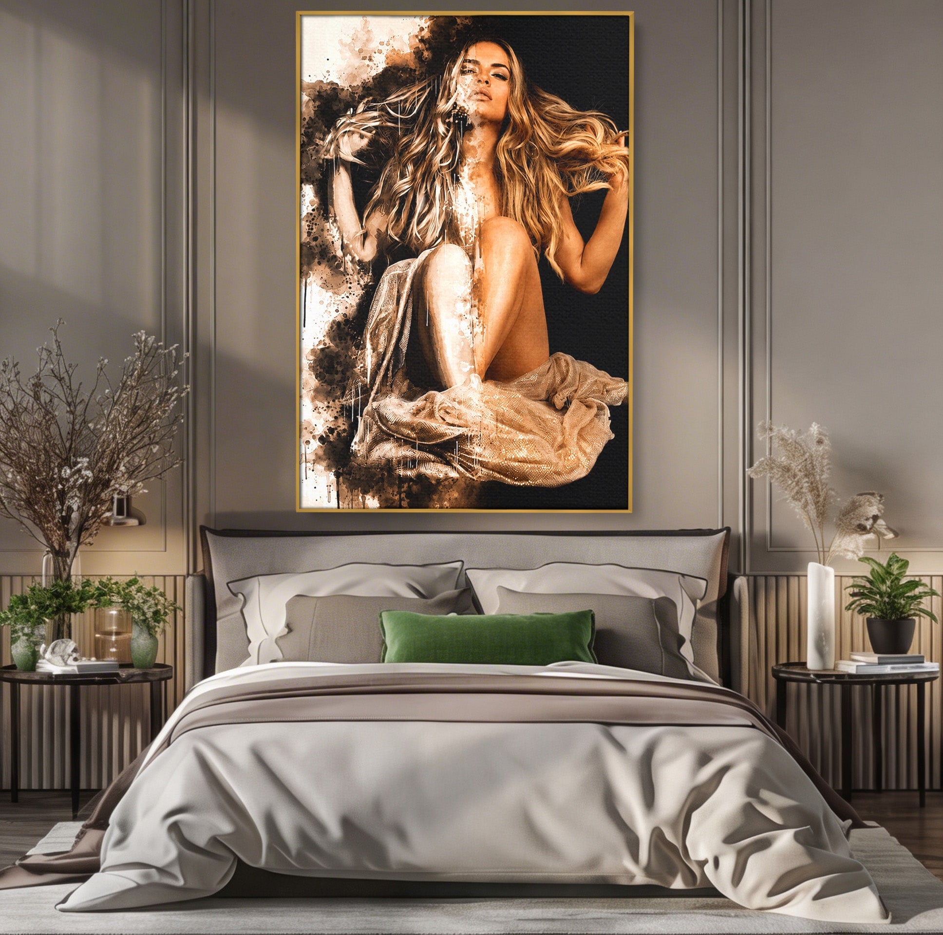 Tablou Canvas Premium LuxCanva® G1283, Femeie In Valuri De Culoare, Femeie, Arta Abstracta, Frumusete, Emotie, Dormitor, Culori Vibrante