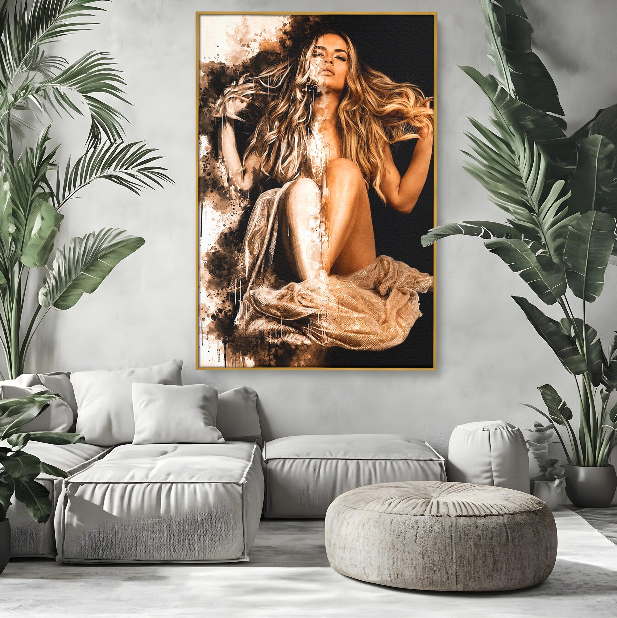 Tablou Canvas Premium LuxCanva® G1283, Femeie In Valuri De Culoare, Femeie, Arta Abstracta, Frumusete, Emotie, Dormitor, Culori Vibrante