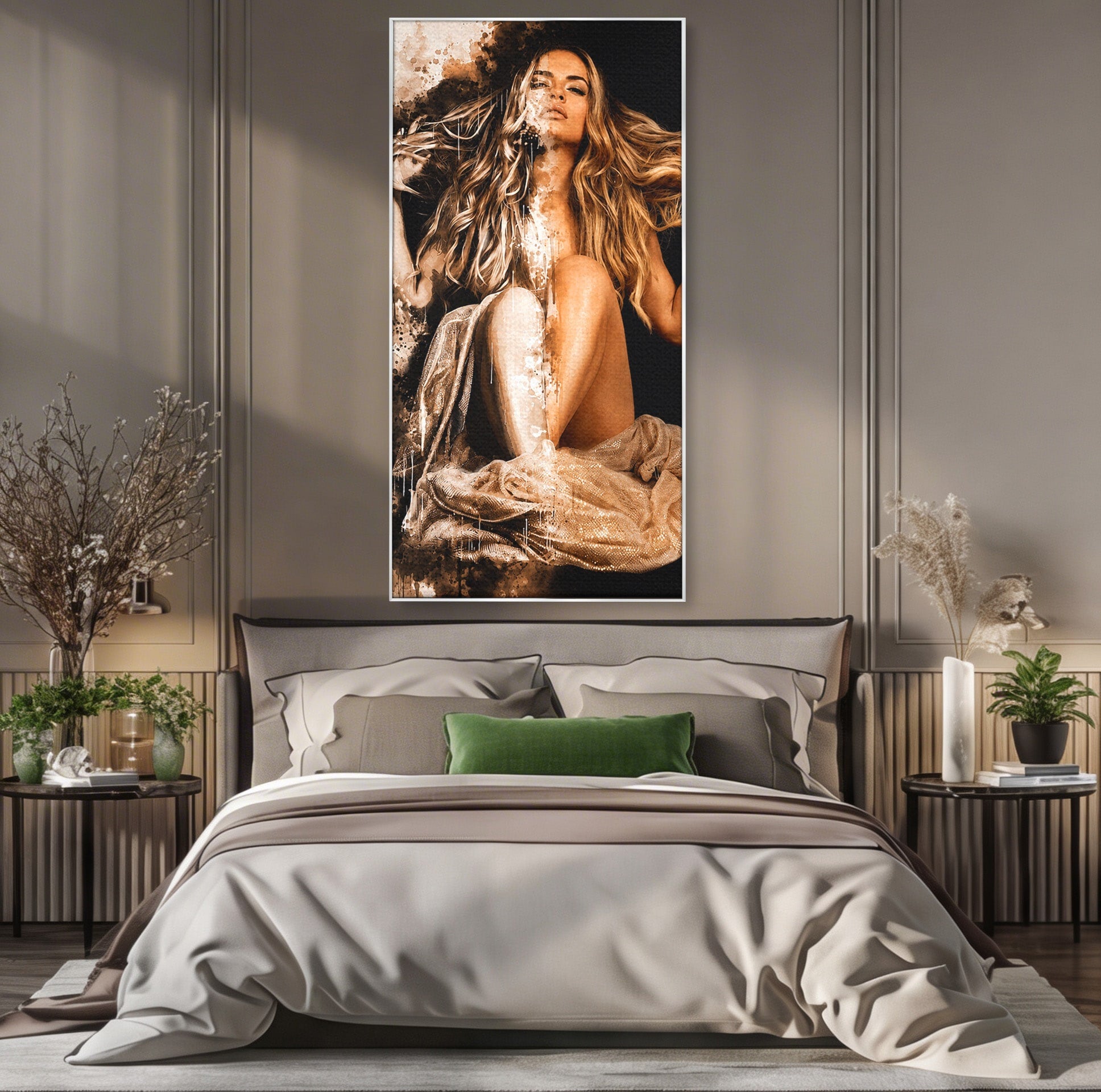 Tablou Canvas Premium LuxCanva® G1283, Femeie In Valuri De Culoare, Femeie, Arta Abstracta, Frumusete, Emotie, Dormitor, Culori Vibrante