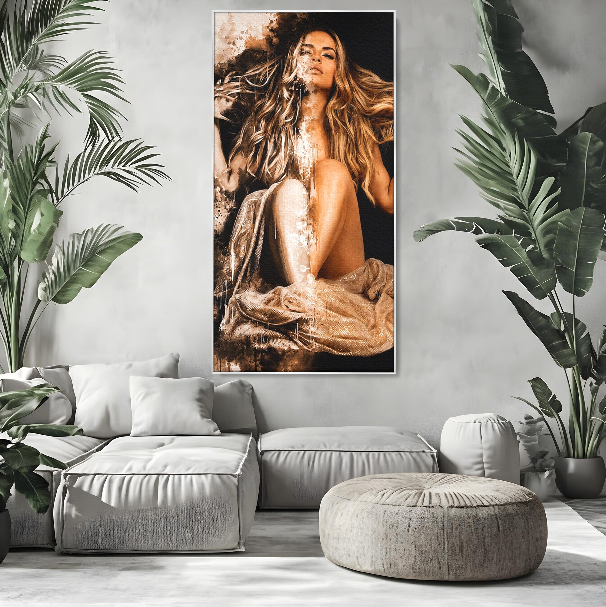 Tablou Canvas Premium LuxCanva® G1283, Femeie In Valuri De Culoare, Femeie, Arta Abstracta, Frumusete, Emotie, Dormitor, Culori Vibrante