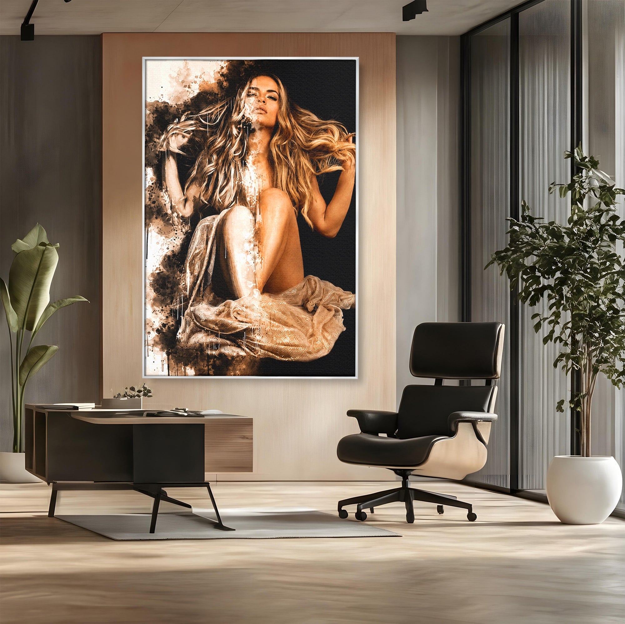 Tablou Canvas Premium LuxCanva® G1283, Femeie In Valuri De Culoare, Femeie, Arta Abstracta, Frumusete, Emotie, Dormitor, Culori Vibrante