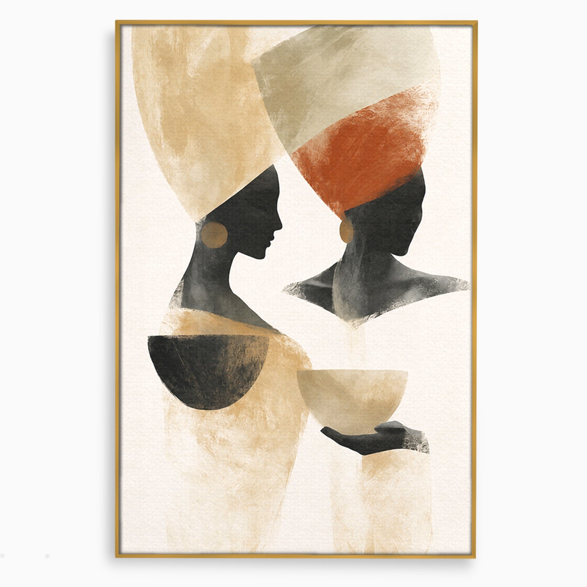 Tablou Canvas Premium LuxCanva® G1284, Siluete Africane Abstracte, Siluete, Abstract, Femei, Cultura, Birou, Culori Vibrante