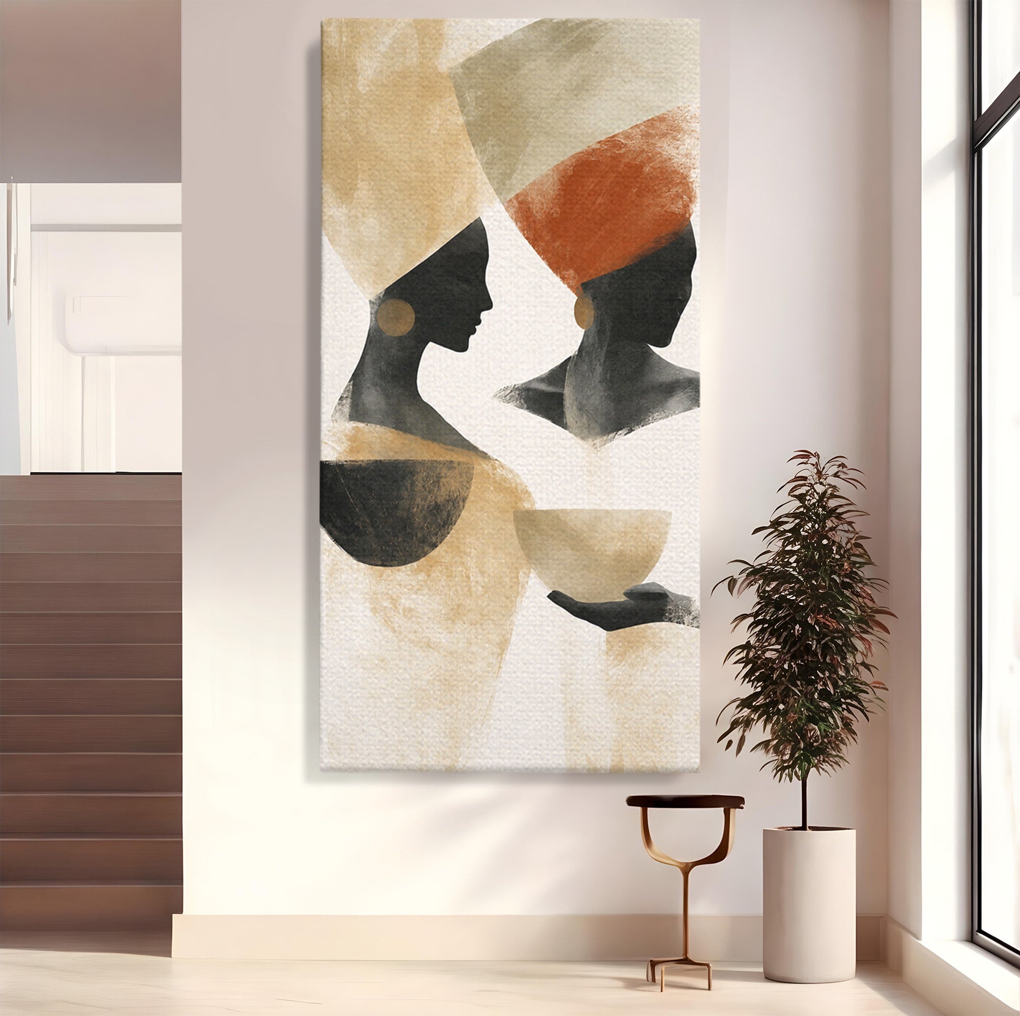 Tablou Canvas Premium LuxCanva® G1284, Siluete Africane Abstracte, Siluete, Abstract, Femei, Cultura, Birou, Culori Vibrante