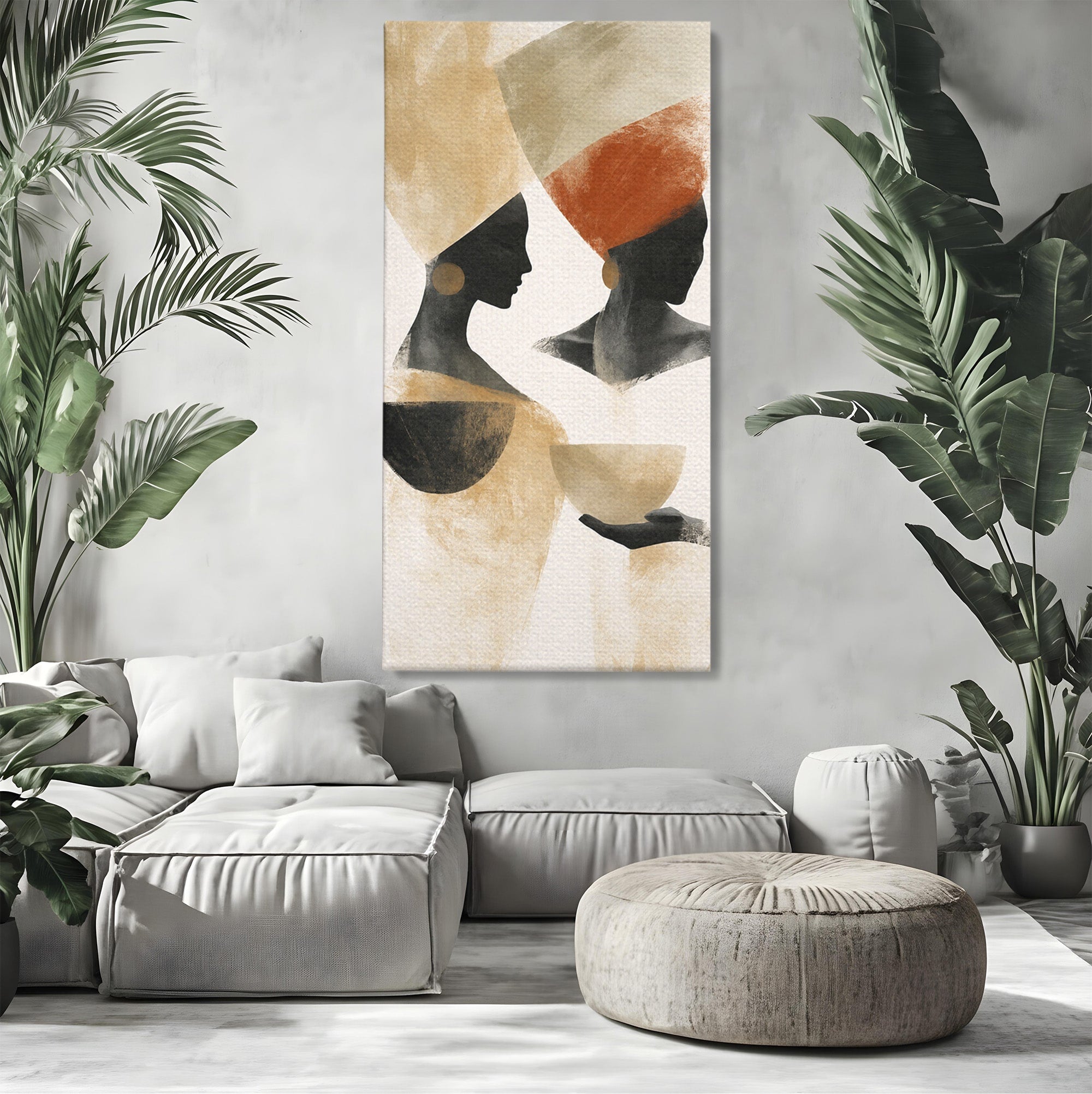Tablou Canvas Premium LuxCanva® G1284, Siluete Africane Abstracte, Siluete, Abstract, Femei, Cultura, Birou, Culori Vibrante