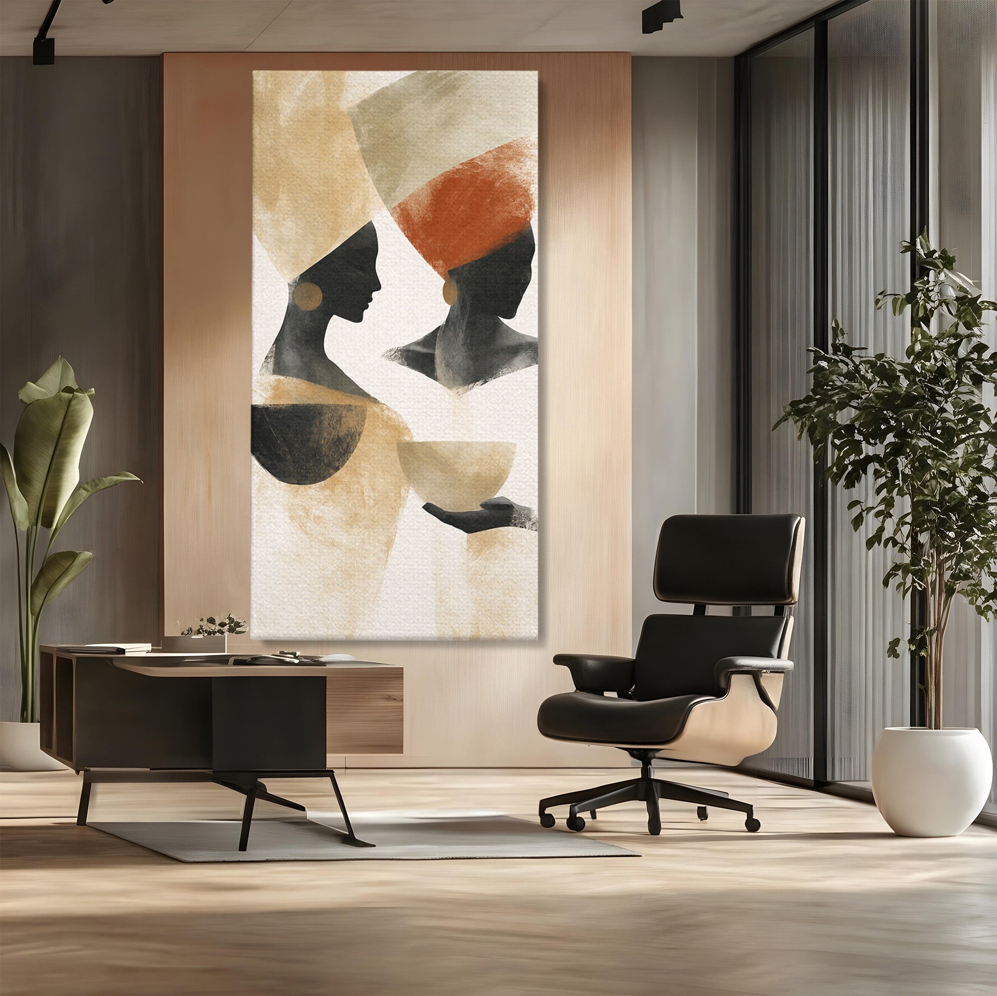 Tablou Canvas Premium LuxCanva® G1284, Siluete Africane Abstracte, Siluete, Abstract, Femei, Cultura, Birou, Culori Vibrante