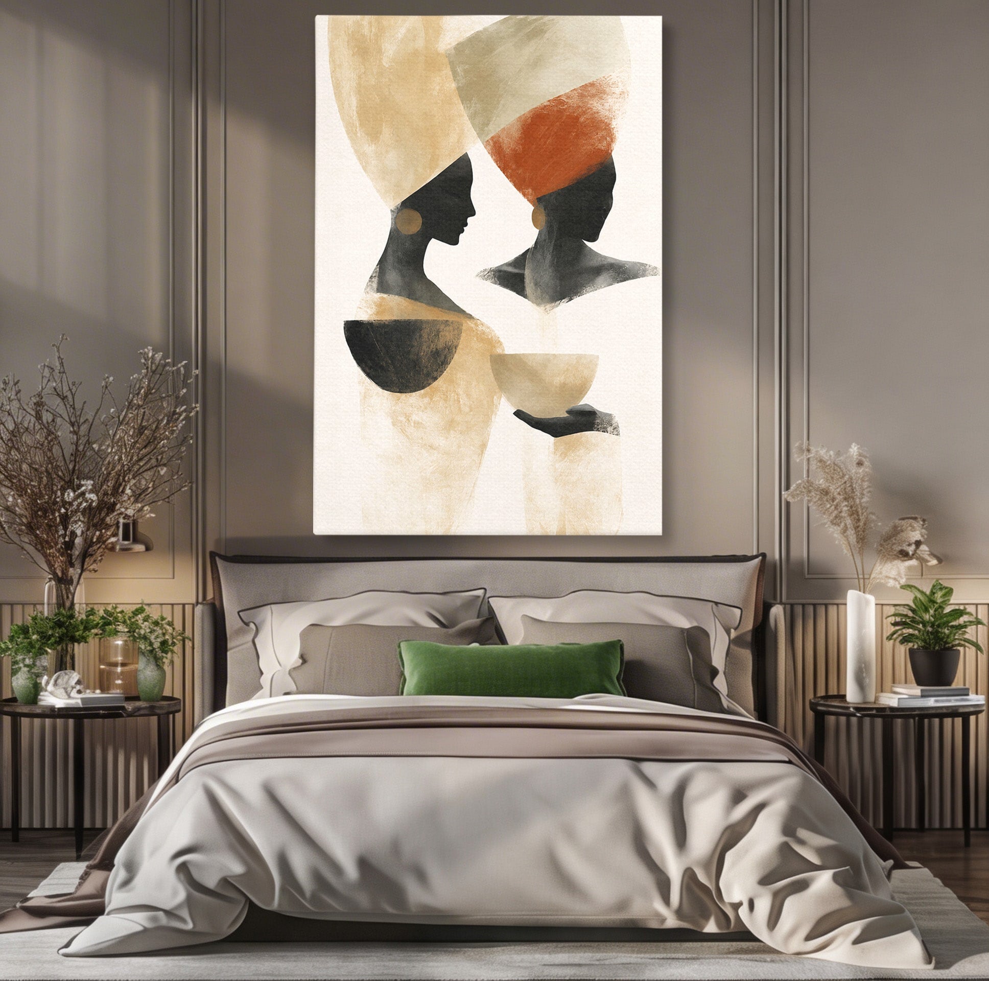 Tablou Canvas Premium LuxCanva® G1284, Siluete Africane Abstracte, Siluete, Abstract, Femei, Cultura, Birou, Culori Vibrante